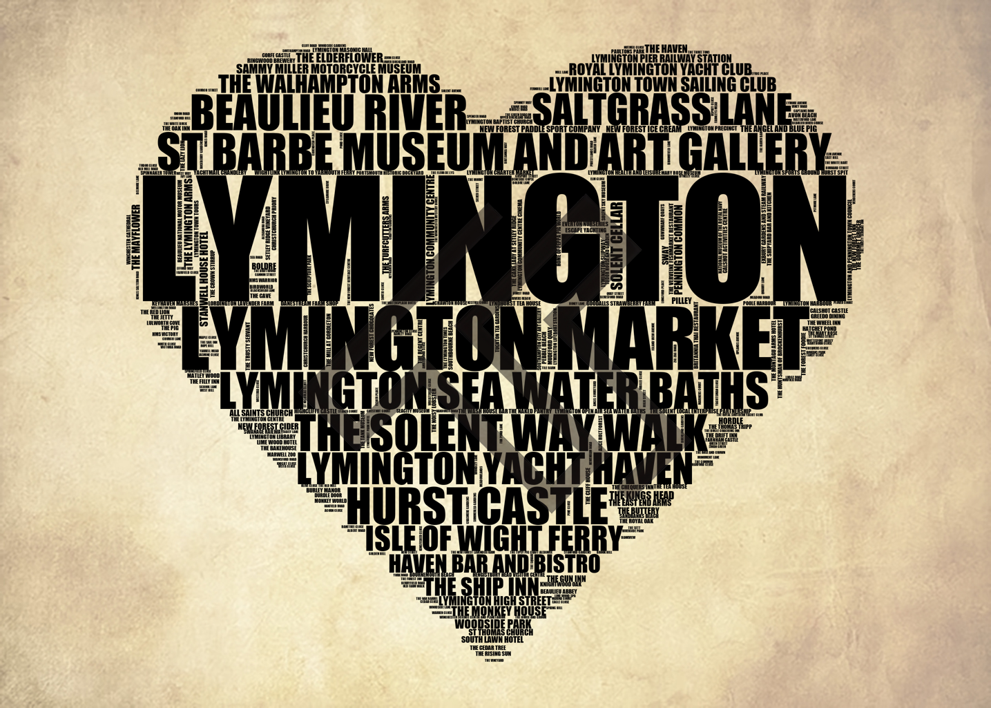 Lymington - Premium Typographic Word Cloud Prints, Posters & Gifts