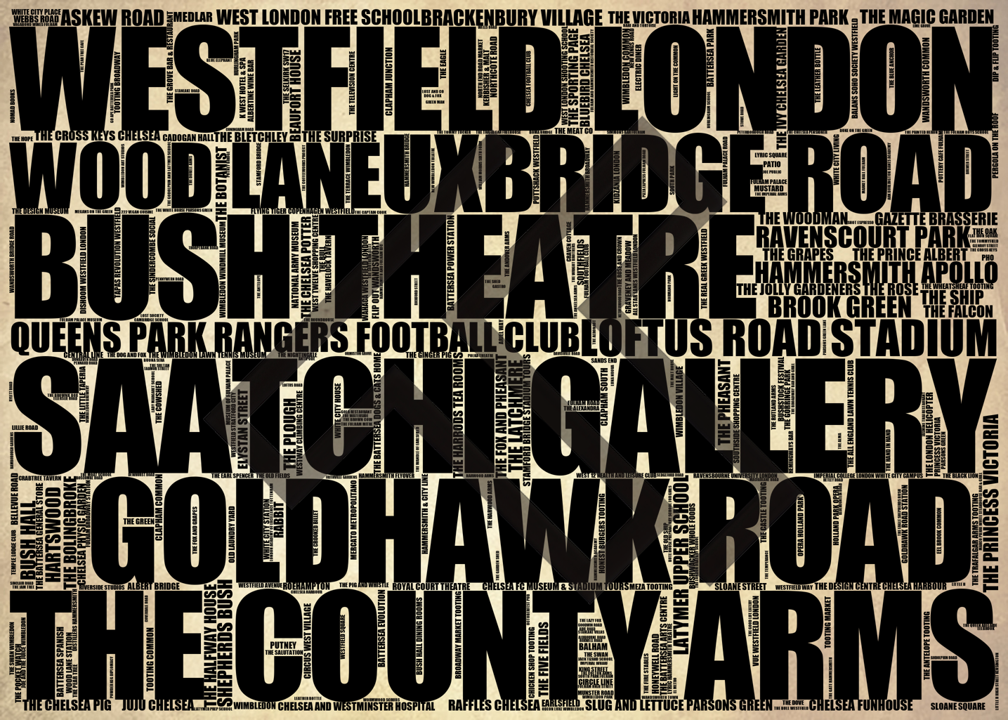 Shepherds Bush - Premium Typographic Word Cloud Prints, Posters & Gifts
