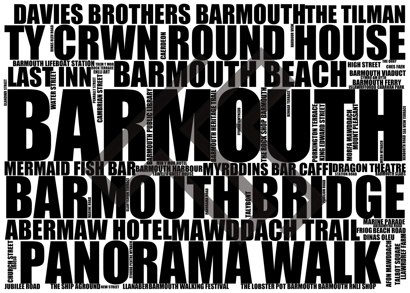 Barmouth - Premium Typographic Word Cloud Prints, Posters & Gifts