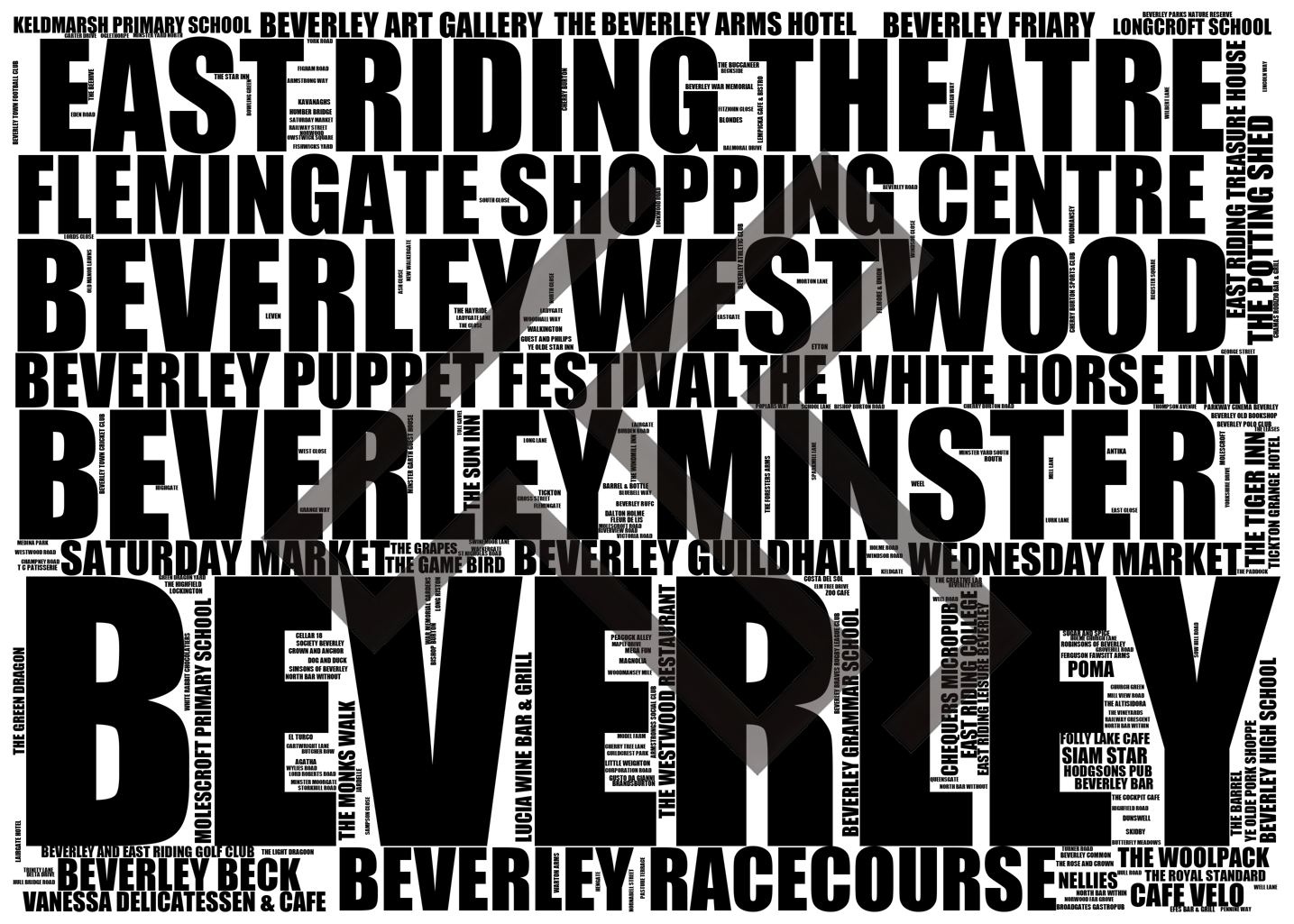 Beverley - Premium Typographic Word Cloud Prints, Posters & Gifts