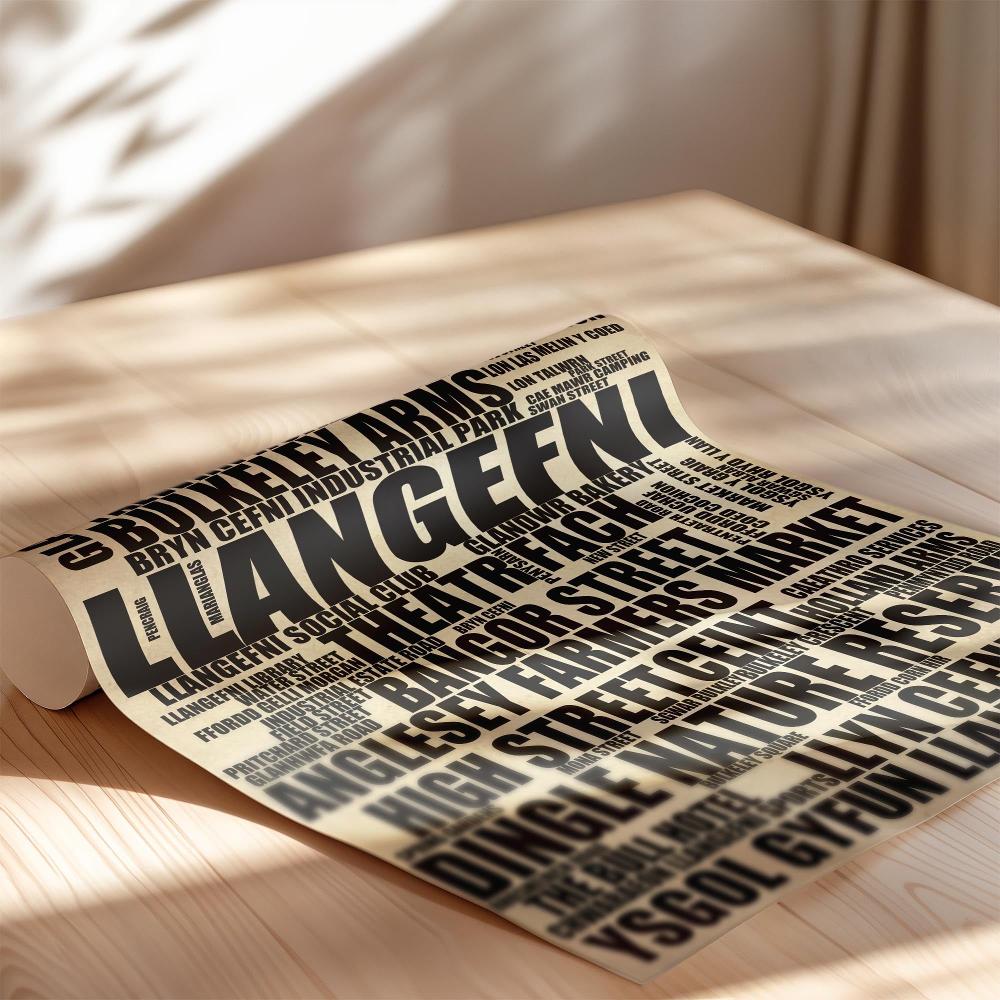 Llangefni - Premium Typographic Word Cloud Prints, Posters & Gifts