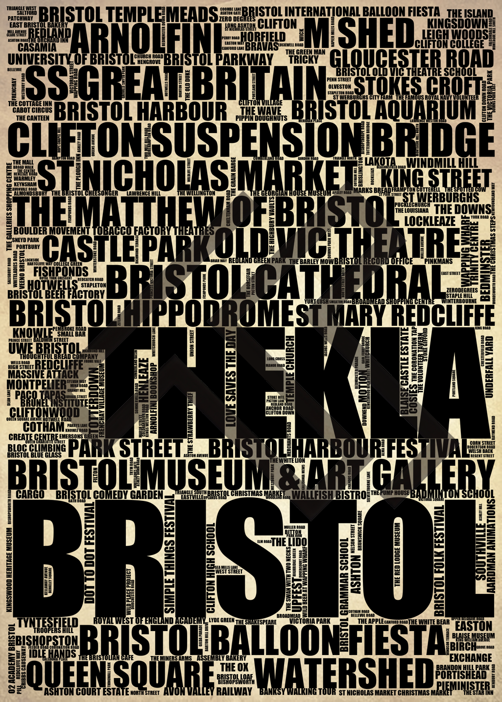 Bristol - Premium Typographic Word Cloud Prints, Posters & Gifts