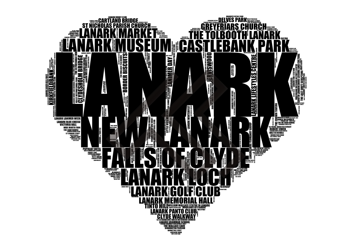 Lanark - Premium Typographic Word Cloud Prints, Posters & Gifts