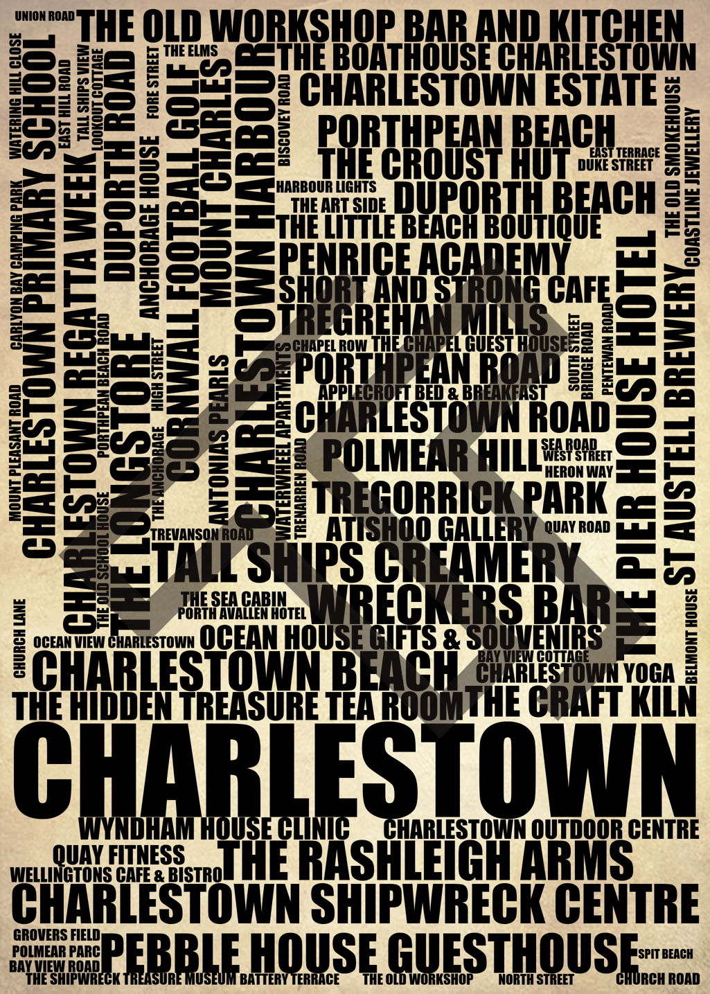 Charlestown - Premium Typographic Word Cloud Prints, Posters & Gifts