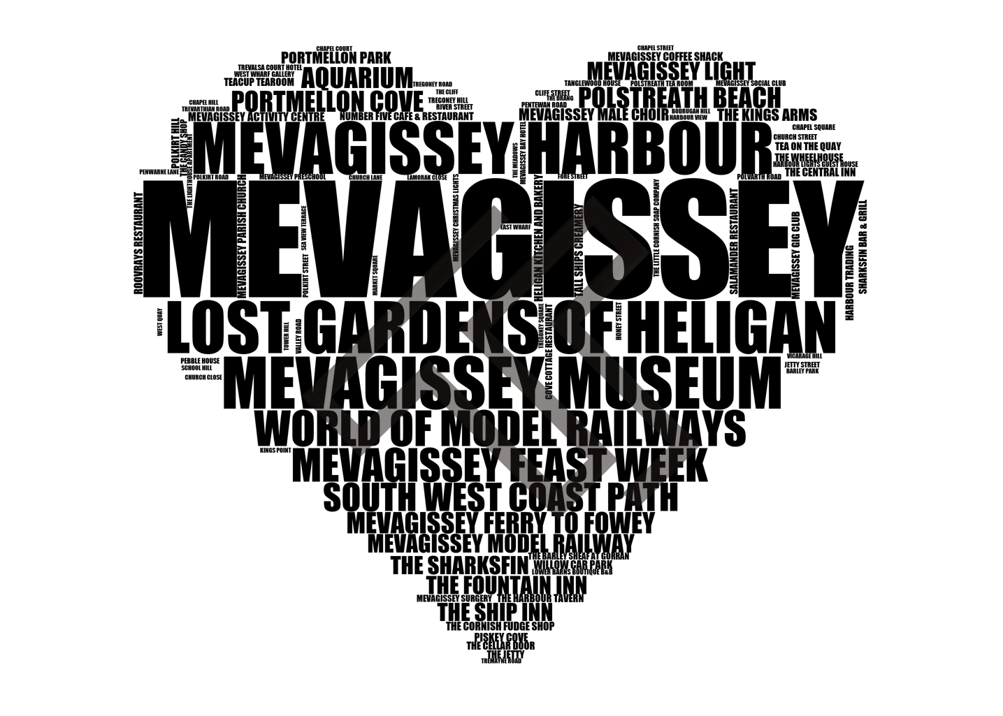 Mevagissey - Premium Typographic Word Cloud Prints, Posters & Gifts