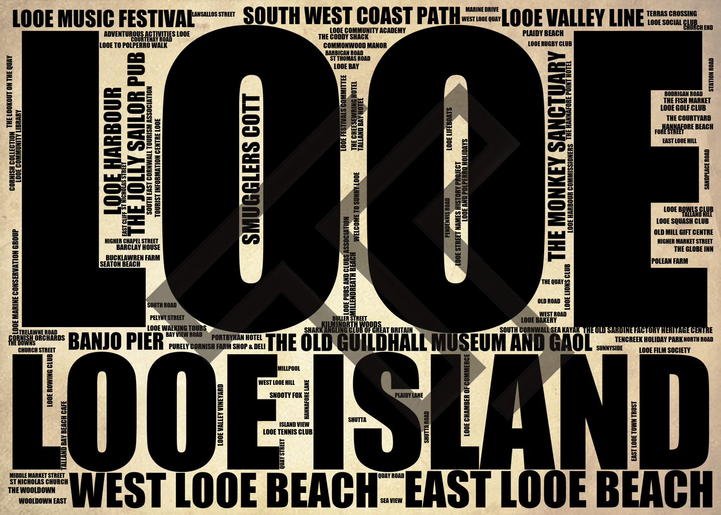 Looe - Premium Typographic Word Cloud Prints, Posters & Gifts