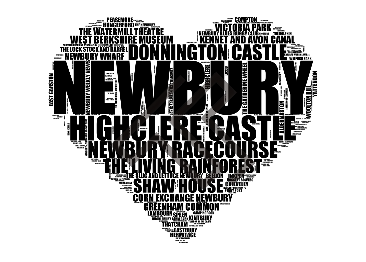 Newbury - Premium Typographic Word Cloud Prints, Posters & Gifts