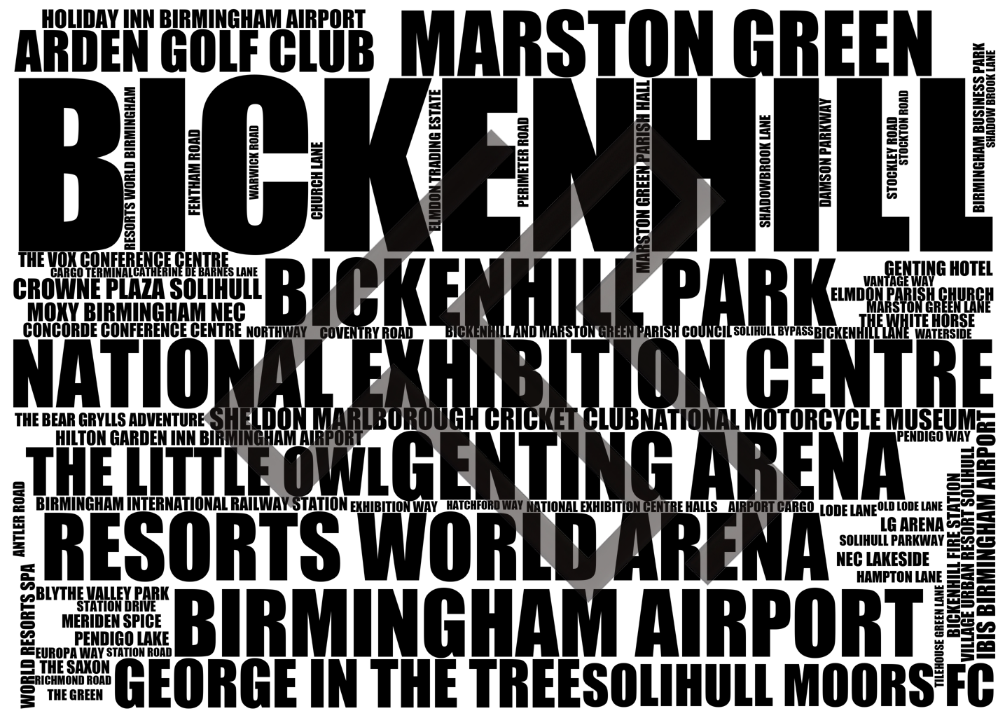 Bickenhill - Premium Typographic Word Cloud Prints, Posters & Gifts