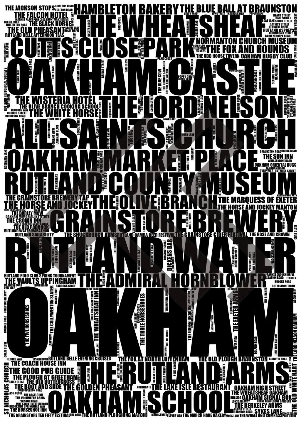 Oakham - Premium Typographic Word Cloud Prints, Posters & Gifts