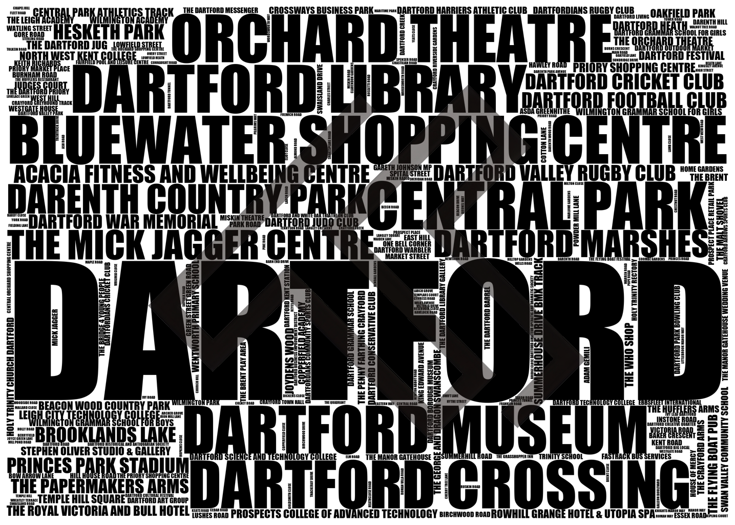 Dartford - Premium Typographic Word Cloud Prints, Posters & Gifts