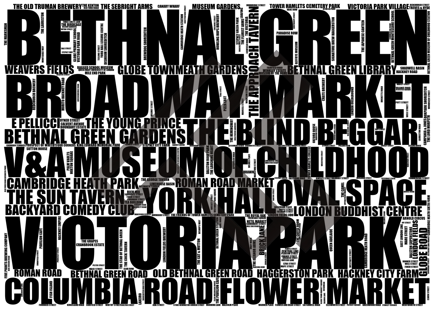 Bethnal Green - Premium Typographic Word Cloud Prints, Posters & Gifts