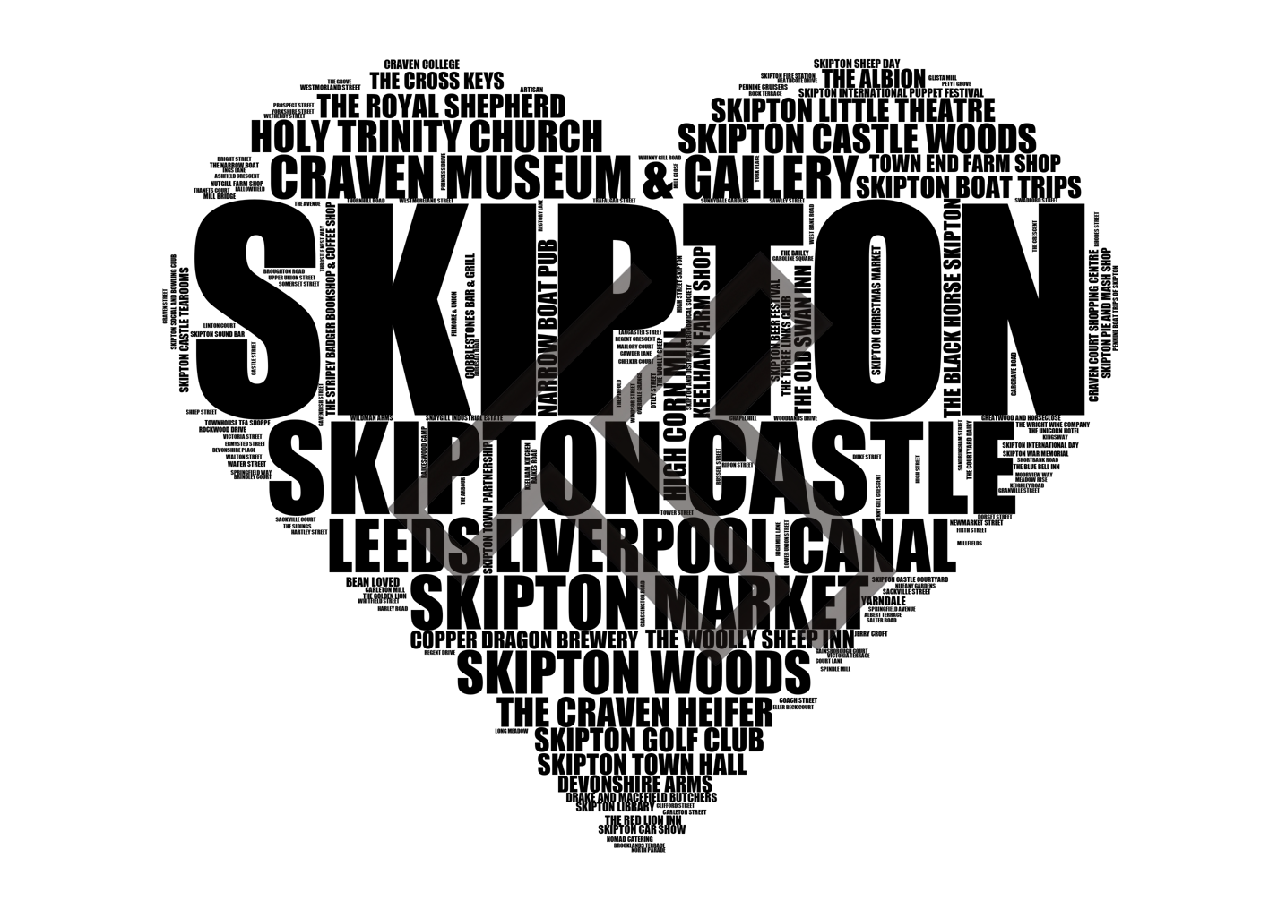 Skipton - Premium Typographic Word Cloud Prints, Posters & Gifts