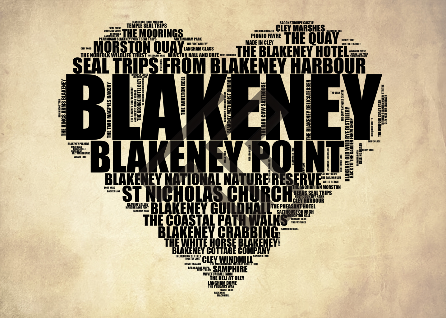 Blakeney - Premium Typographic Word Cloud Prints, Posters & Gifts