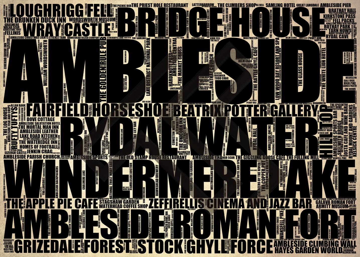 Ambleside - Premium Typographic Word Cloud Prints, Posters & Gifts