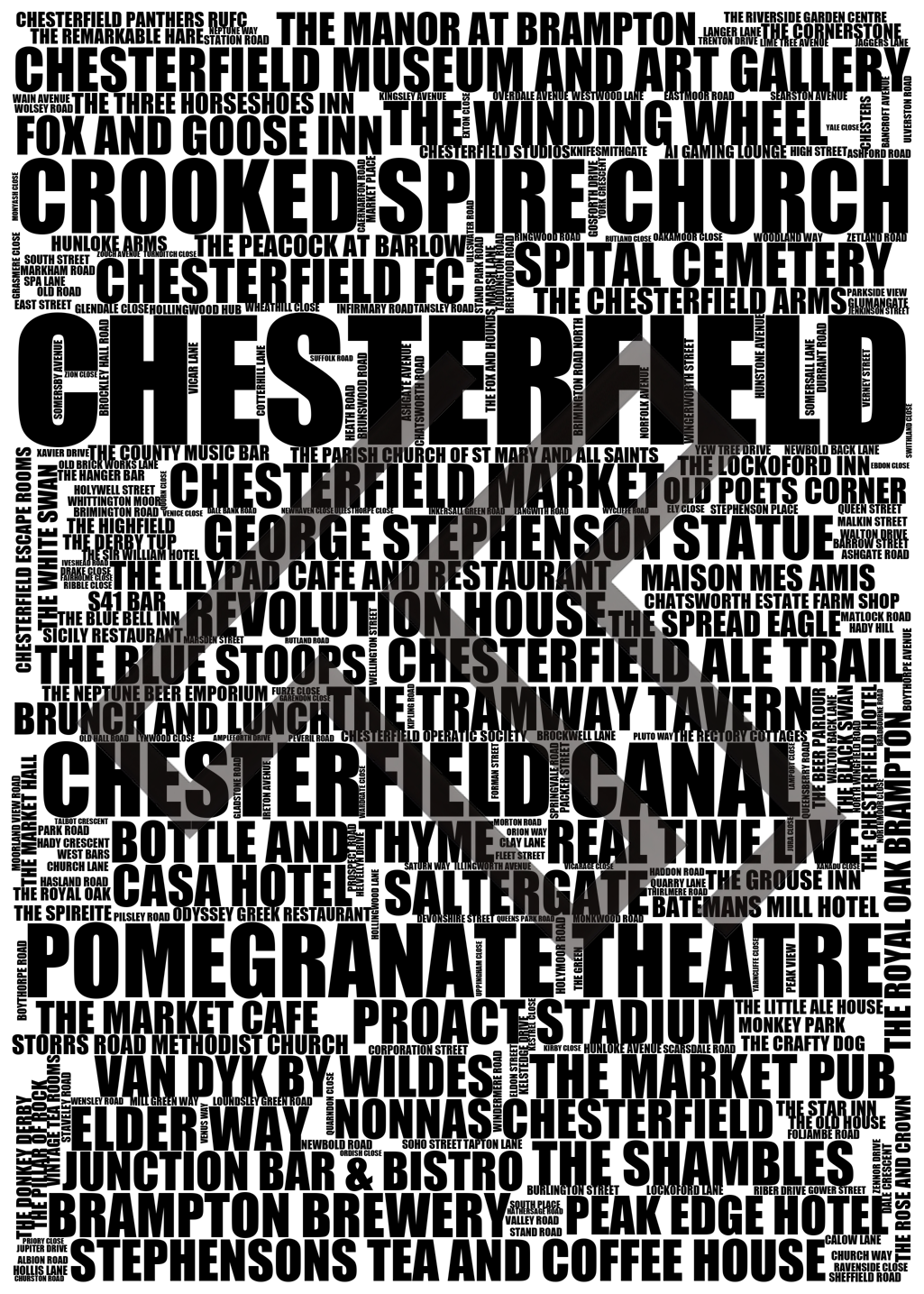 Chesterfield - Premium Typographic Word Cloud Prints, Posters & Gifts