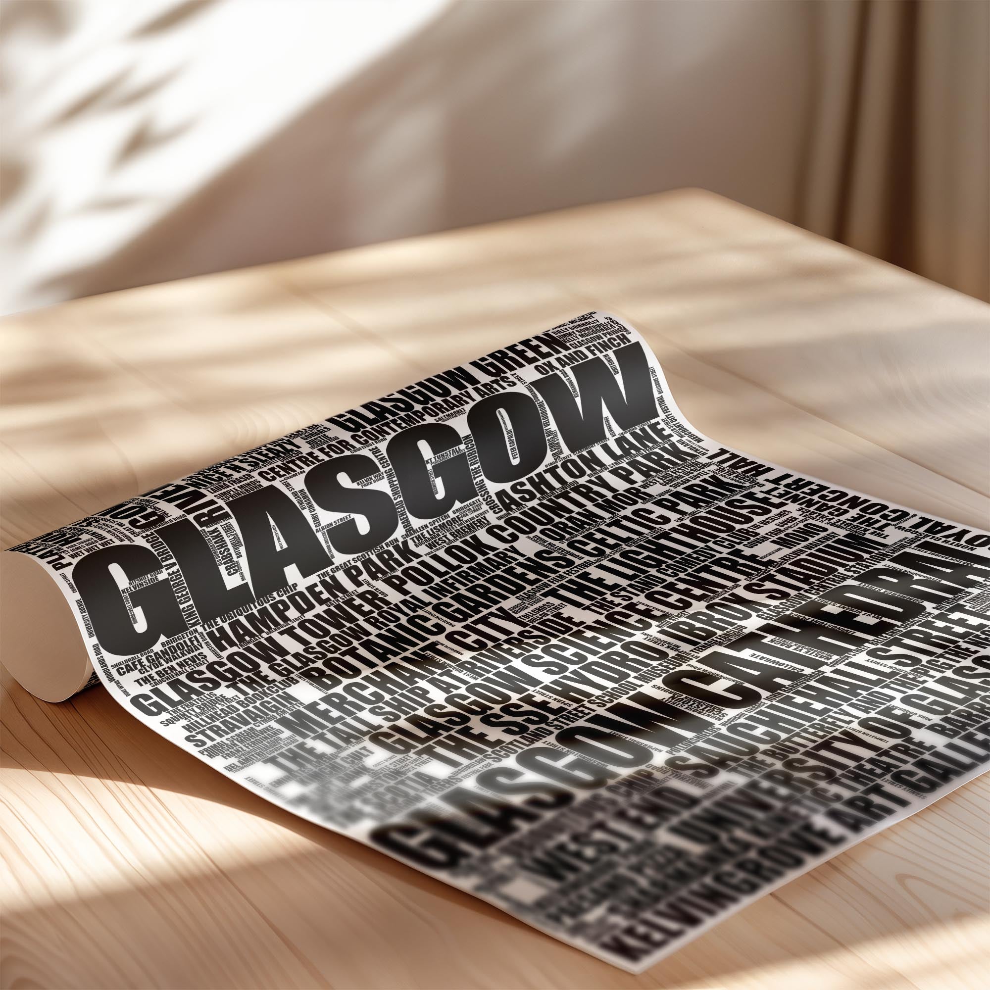 Glasgow - Premium Typographic Word Cloud Prints, Posters & Gifts