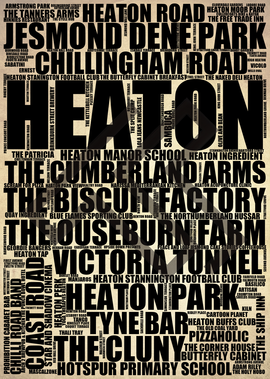 Heaton - Premium Typographic Word Cloud Prints, Posters & Gifts