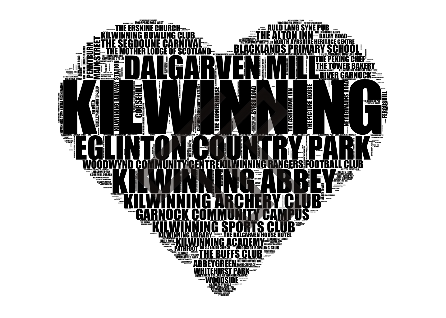 Kilwinning - Premium Typographic Word Cloud Prints, Posters & Gifts