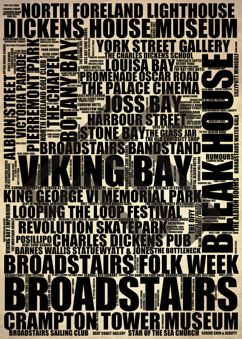 Broadstairs - Premium Typographic Word Cloud Prints, Posters & Gifts