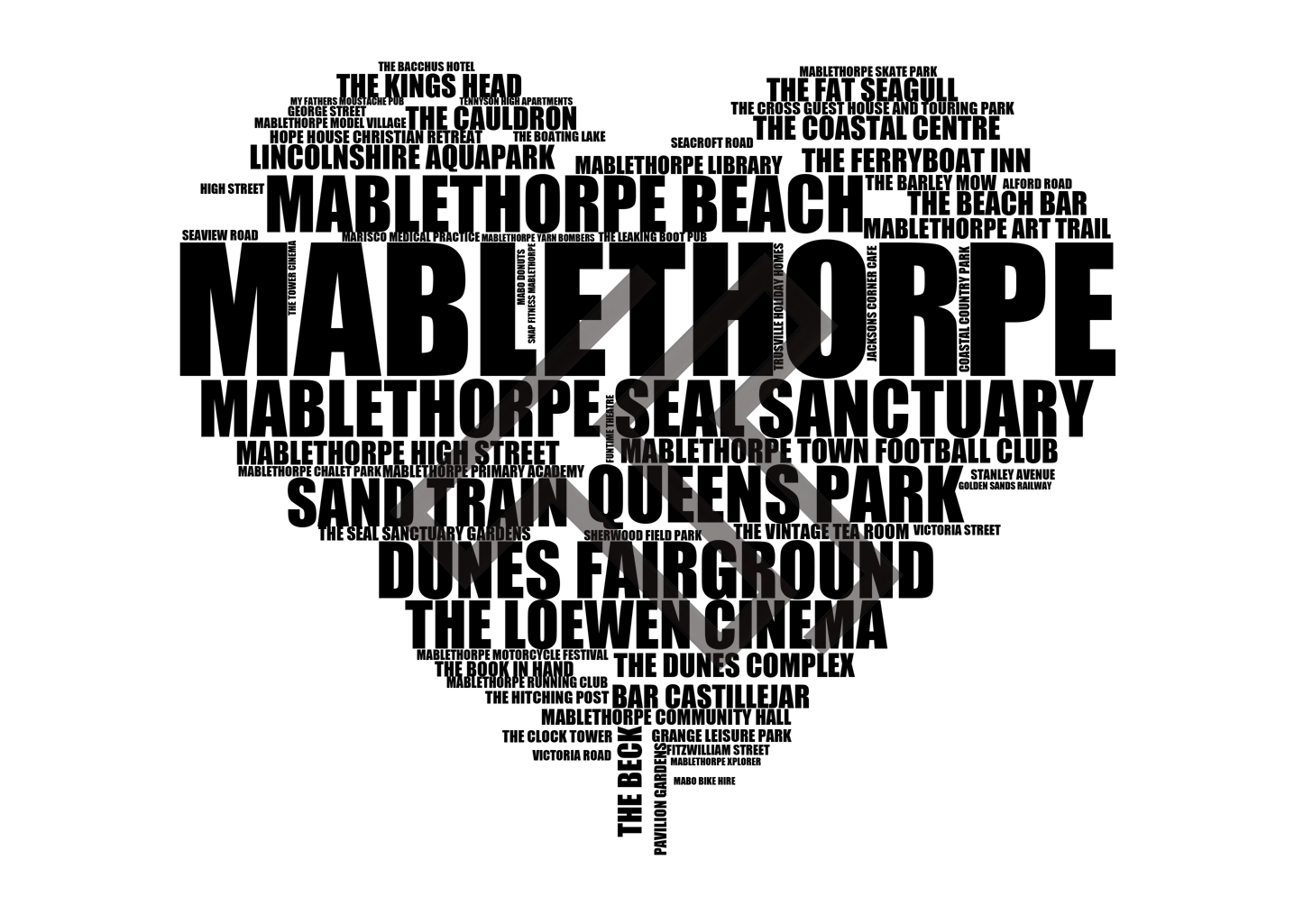 Mablethorpe - Premium Typographic Word Cloud Prints, Posters & Gifts