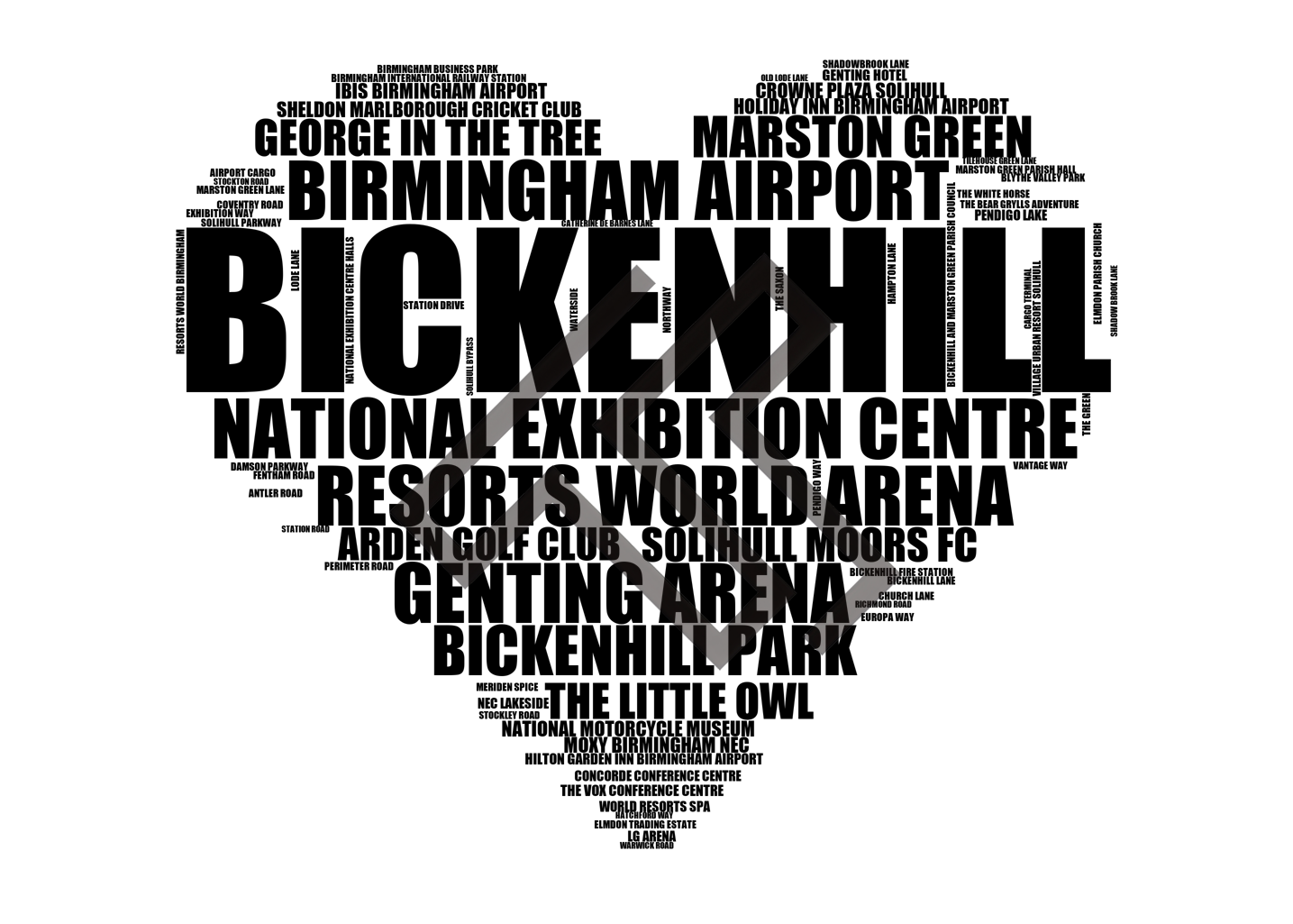 Bickenhill - Premium Typographic Word Cloud Prints, Posters & Gifts