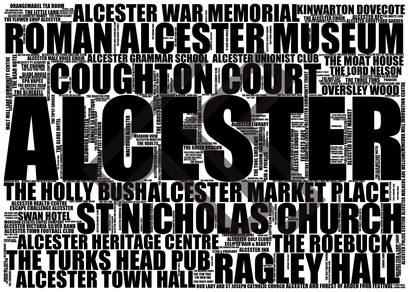 Alcester - Premium Typographic Word Cloud Prints, Posters & Gifts