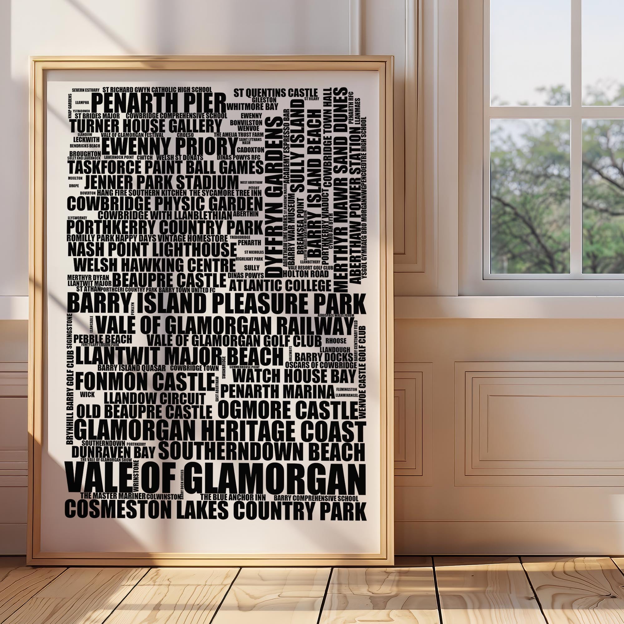 Vale of Glamorgan - Premium Typographic Word Cloud Prints, Posters & Gifts