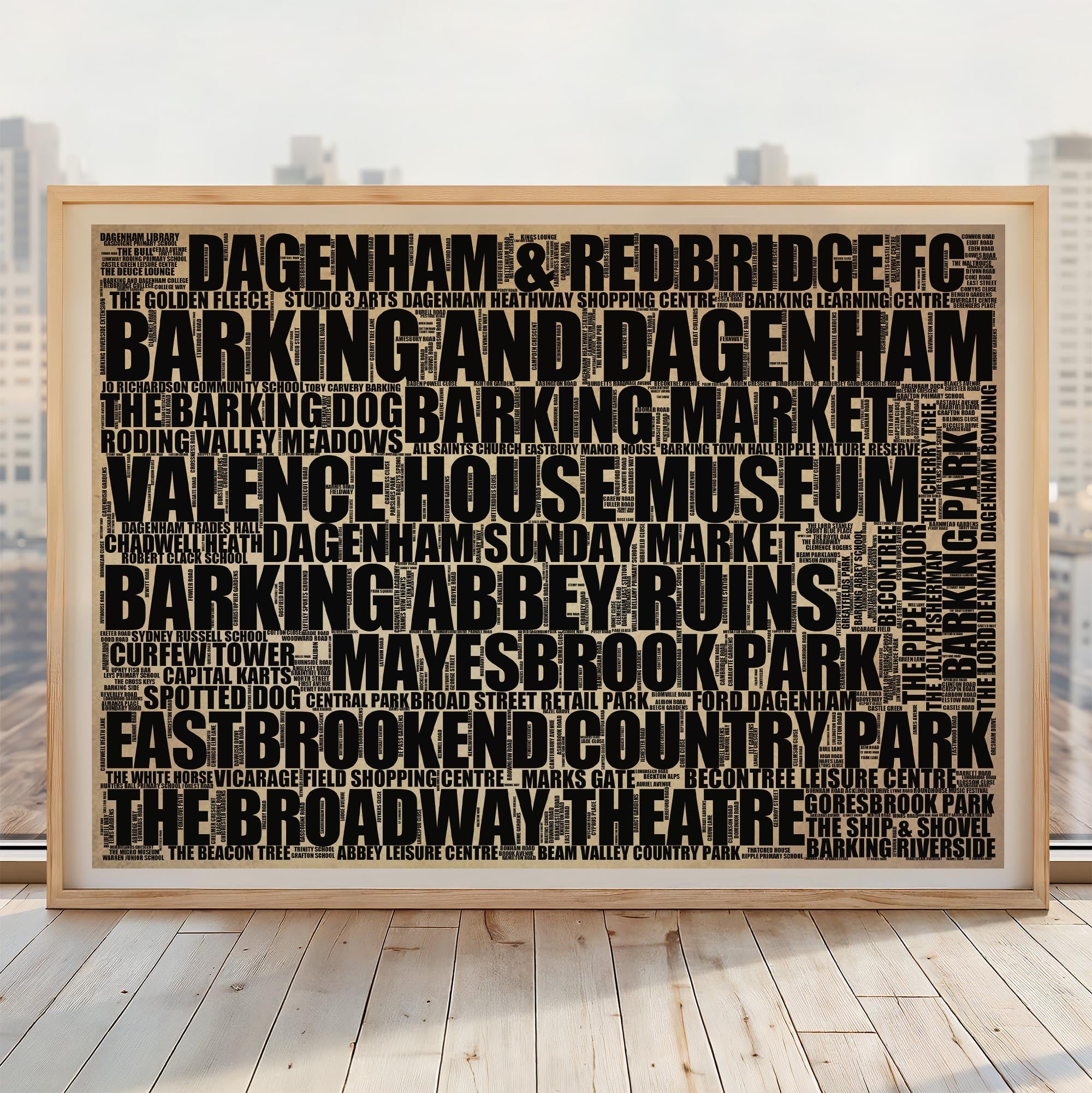 Barking and Dagenham - Premium Typographic Word Cloud Prints, Posters & Gifts