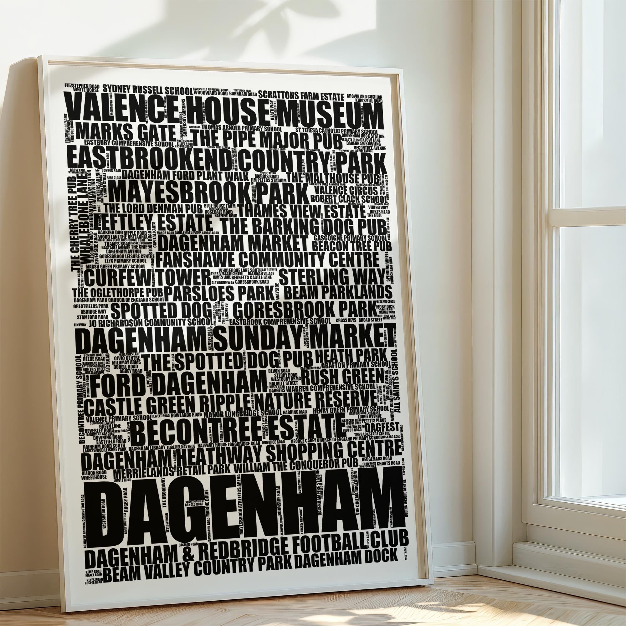 Dagenham - Premium Typographic Word Cloud Prints, Posters & Gifts