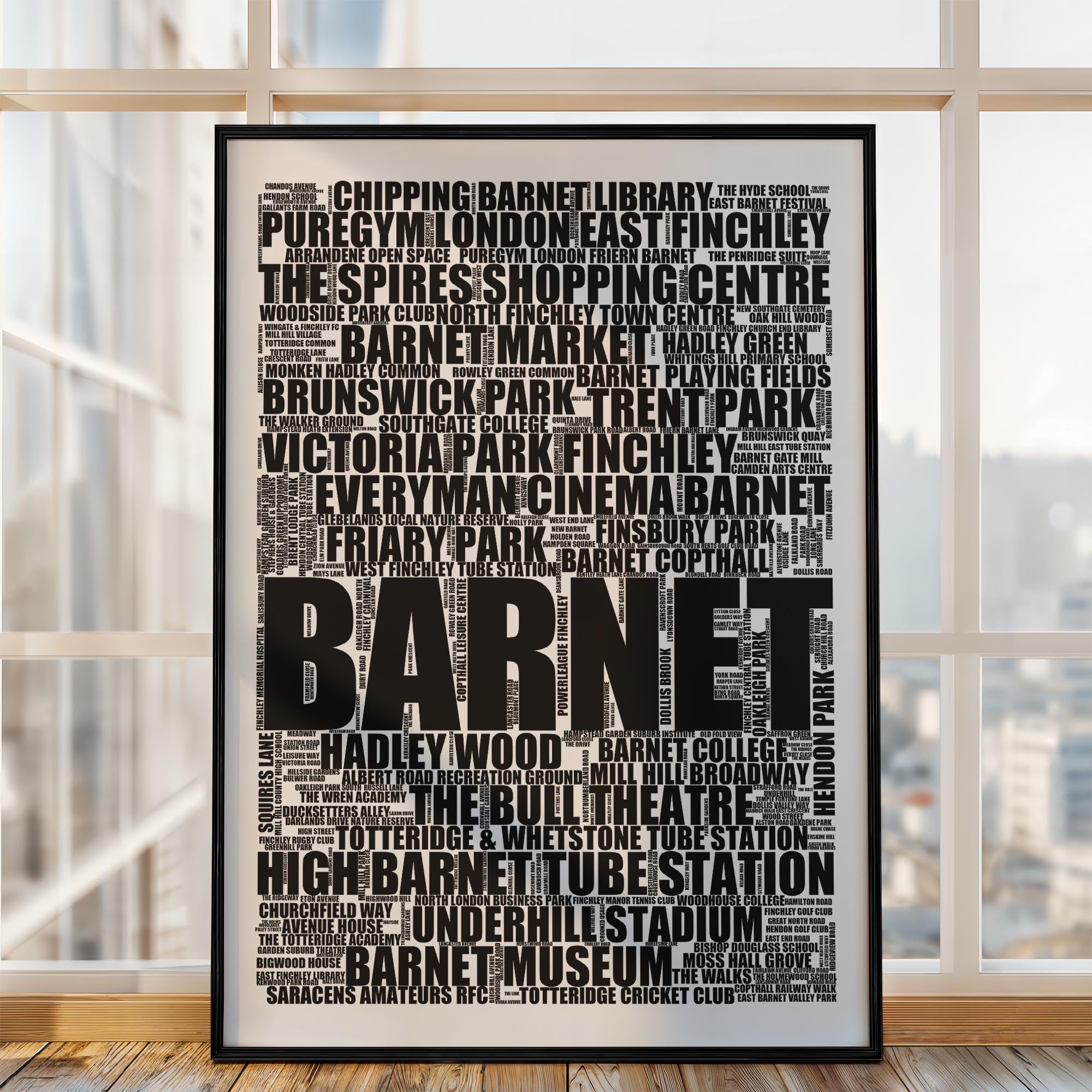 Barnet - Premium Typographic Word Cloud Prints, Posters & Gifts