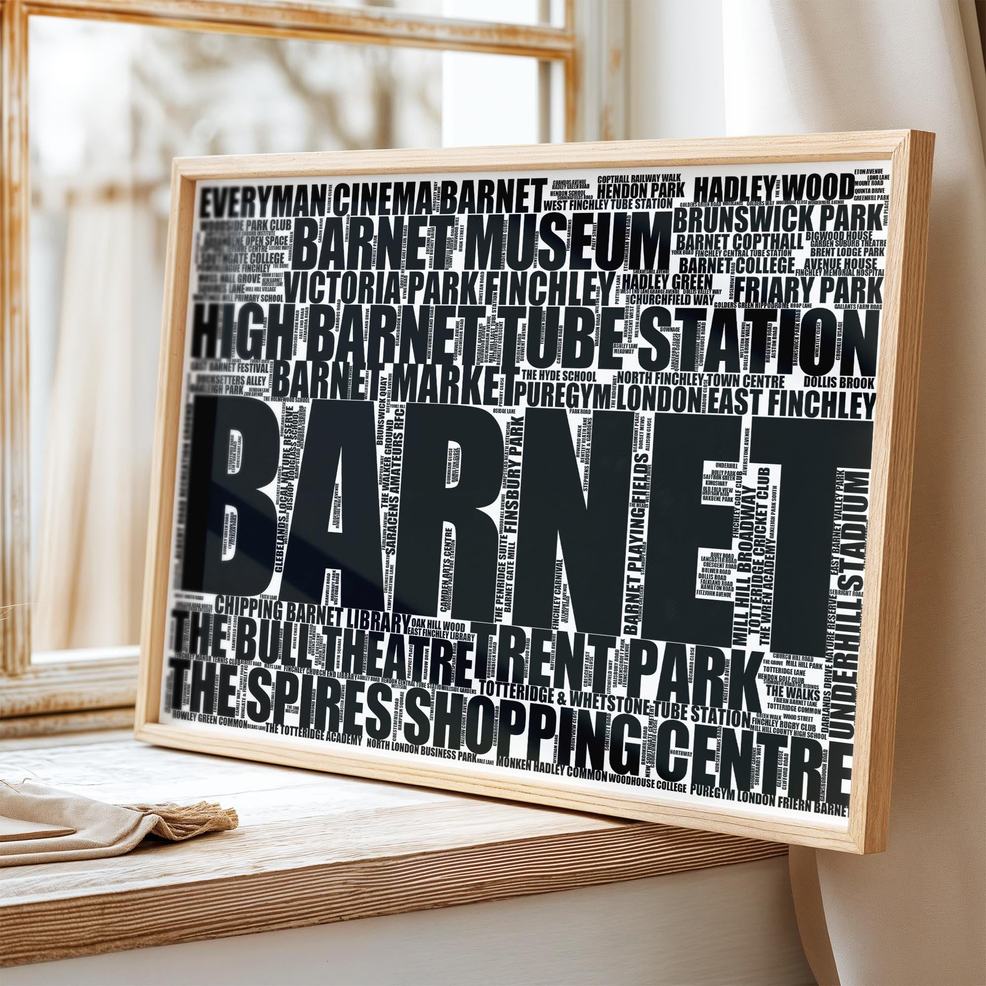 Barnet - Premium Typographic Word Cloud Prints, Posters & Gifts