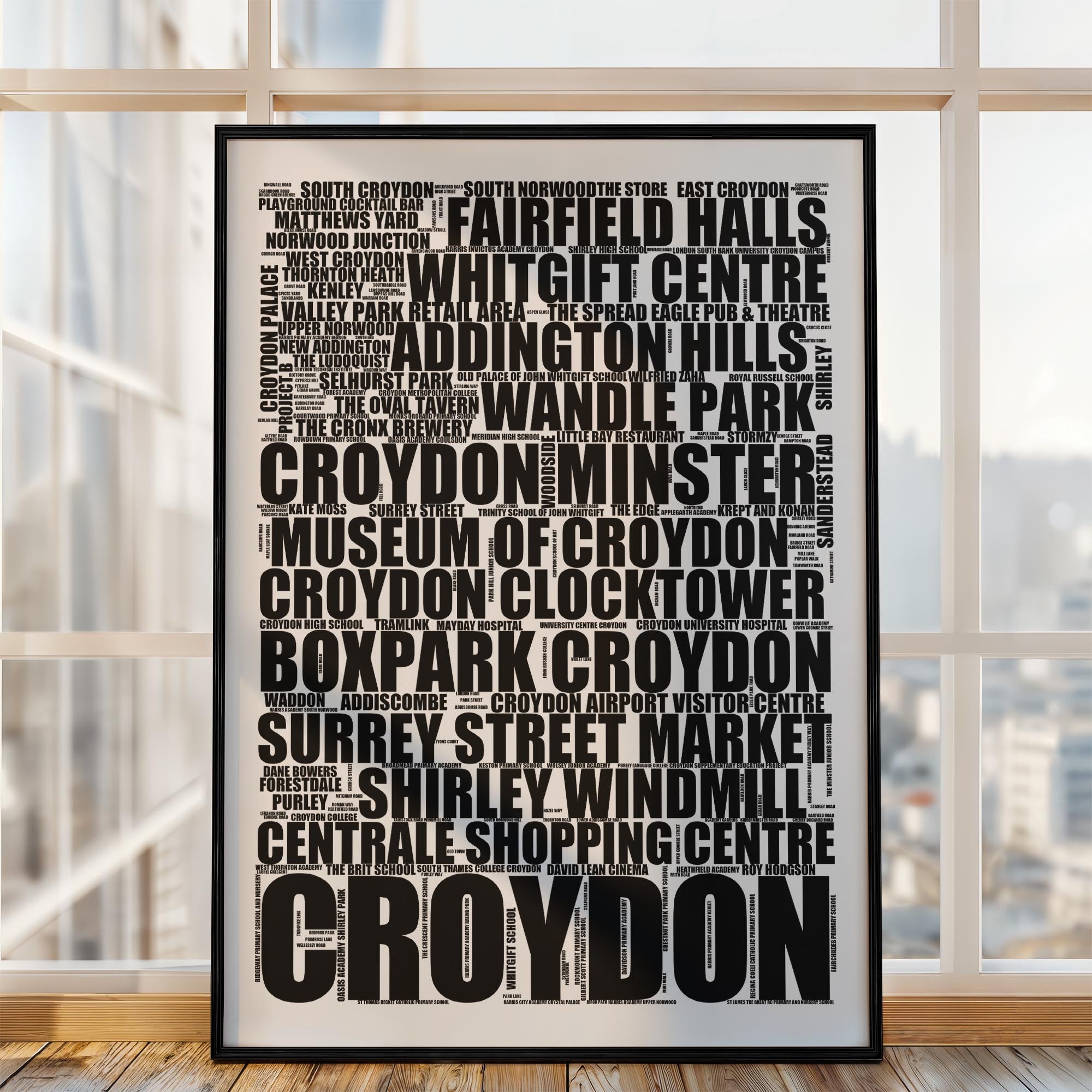 Croydon - Premium Typographic Word Cloud Prints, Posters & Gifts