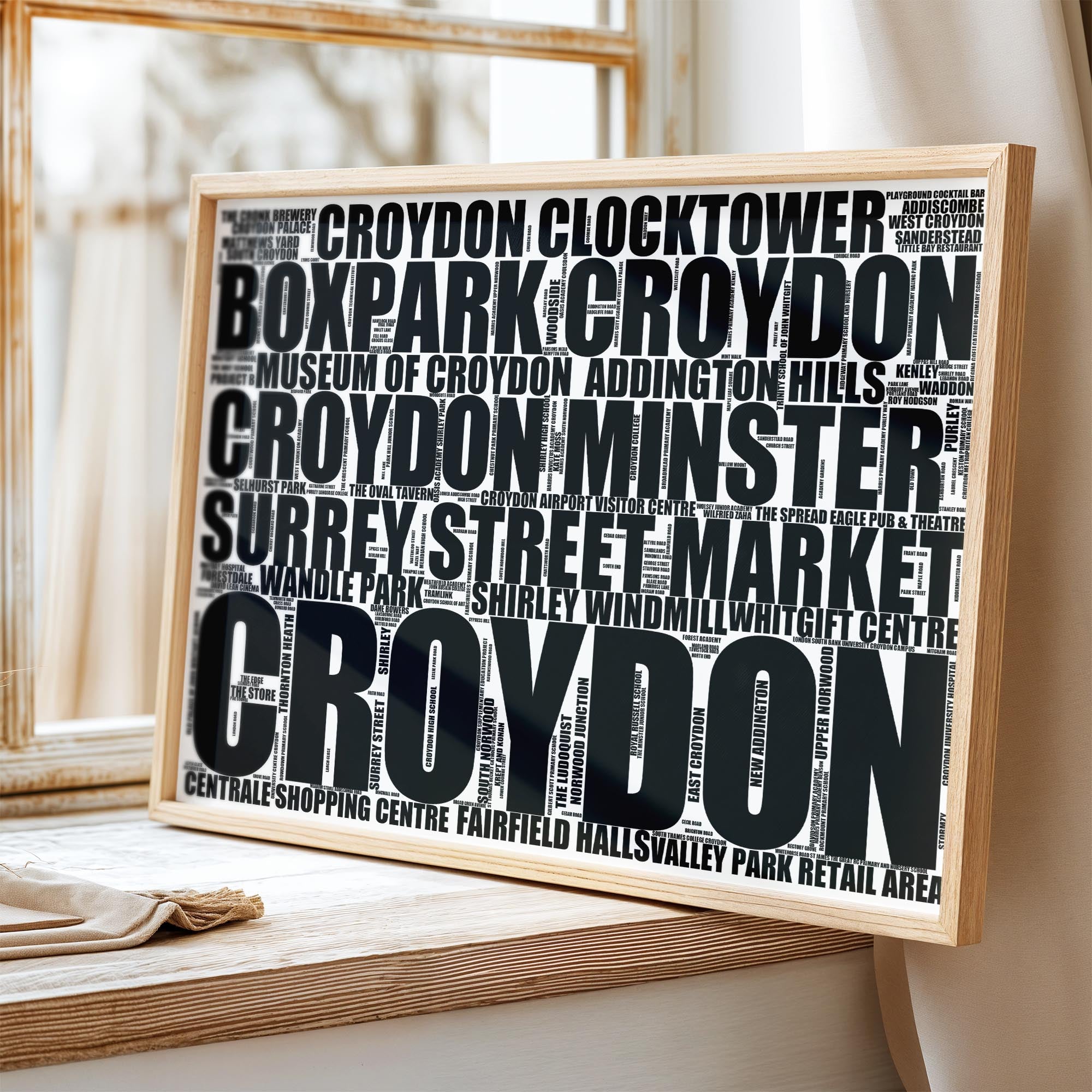 Croydon - Premium Typographic Word Cloud Prints, Posters & Gifts