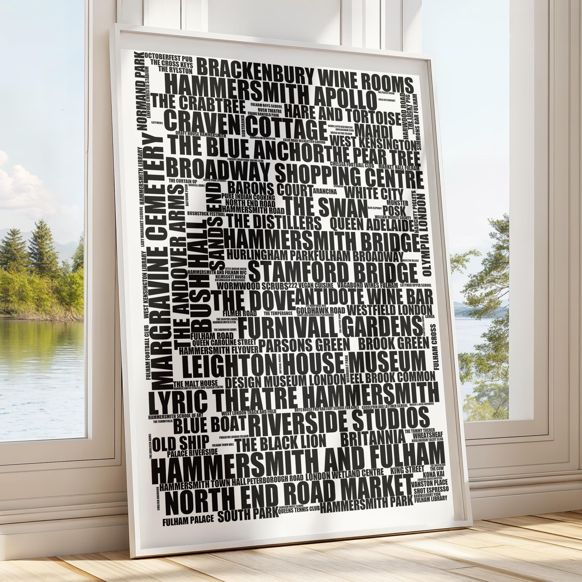 Hammersmith and Fulham - Premium Typographic Word Cloud Prints, Posters & Gifts