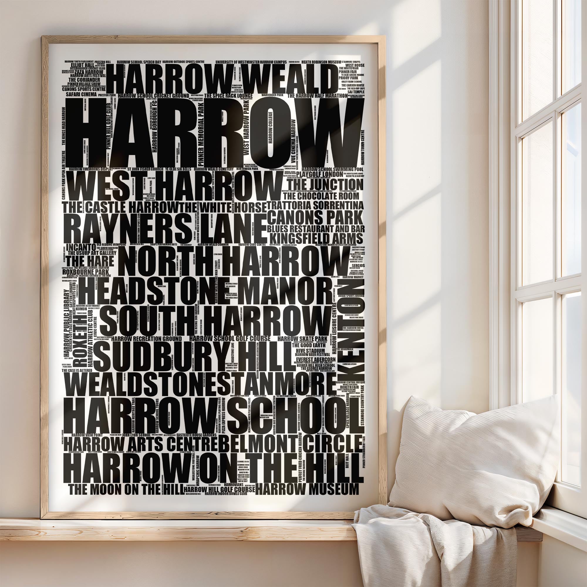 Harrow - Premium Typographic Word Cloud Prints, Posters & Gifts