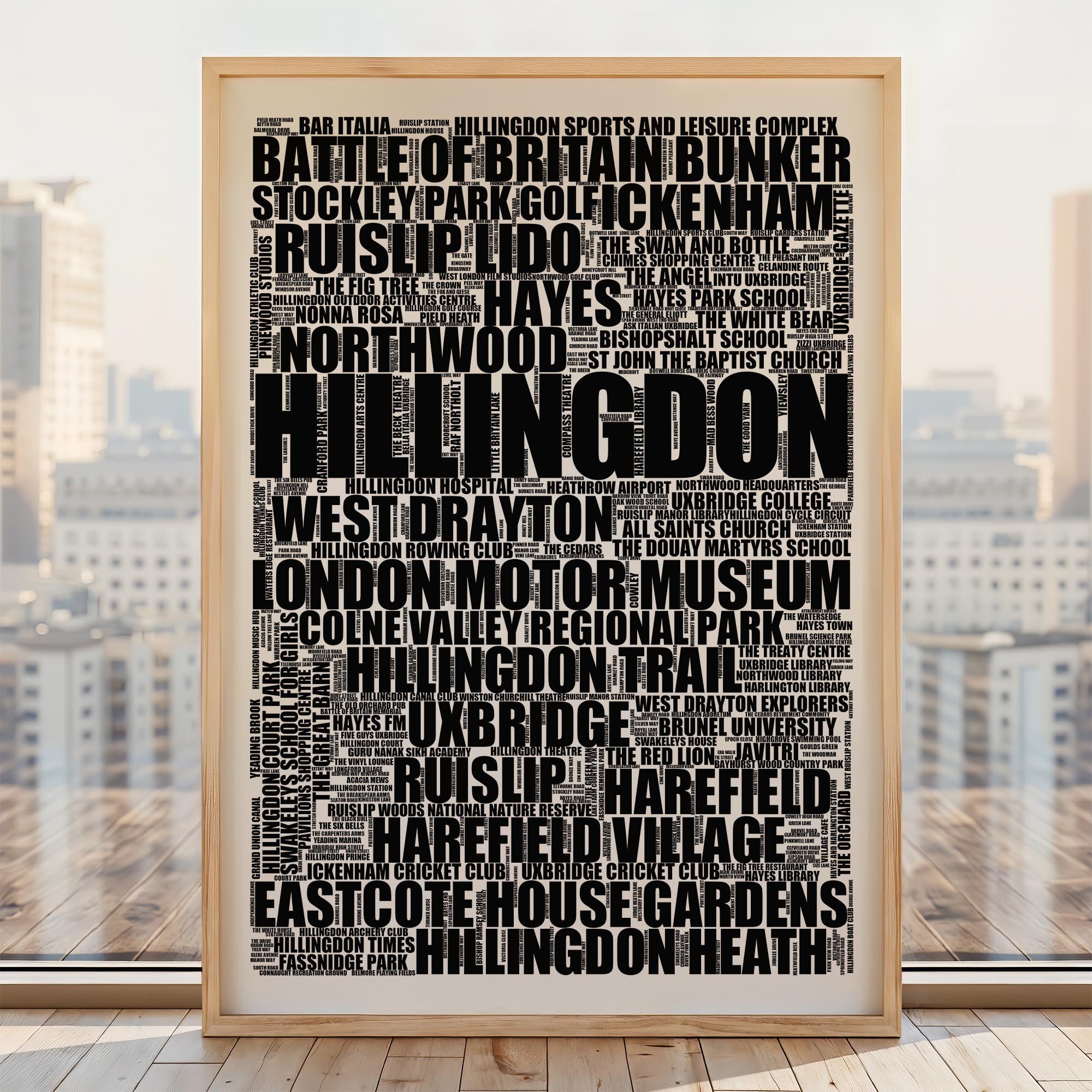 Hillingdon - Premium Typographic Word Cloud Prints, Posters & Gifts