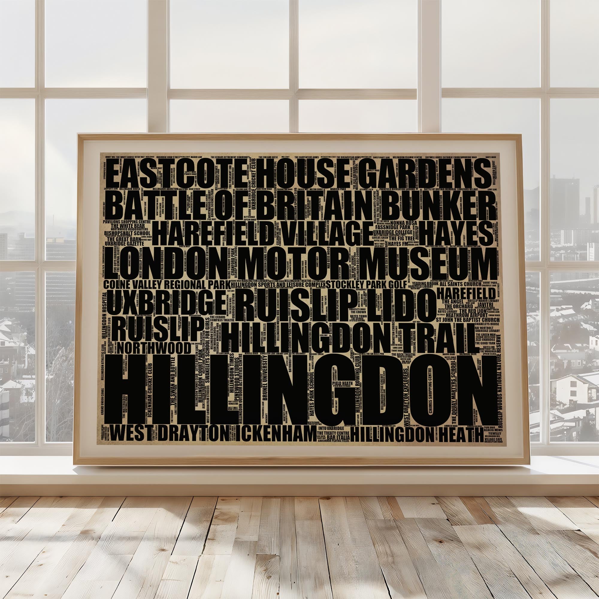 Hillingdon - Premium Typographic Word Cloud Prints, Posters & Gifts