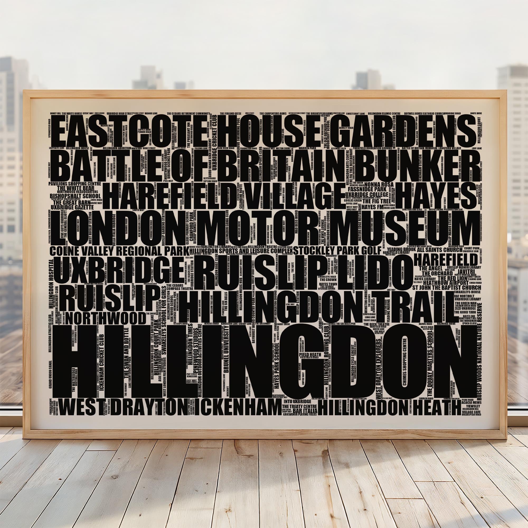 Hillingdon - Premium Typographic Word Cloud Prints, Posters & Gifts