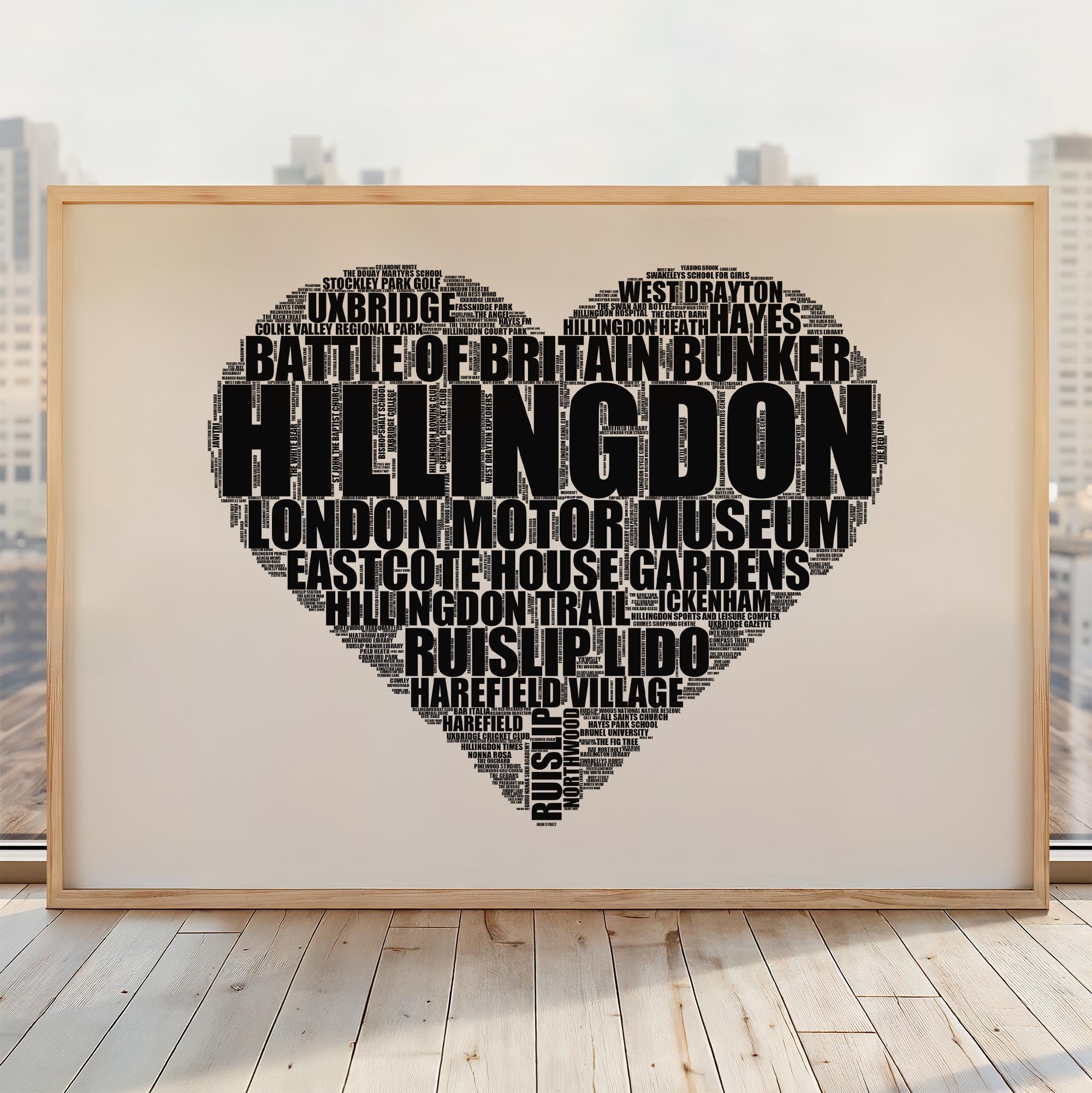 Hillingdon - Premium Typographic Word Cloud Prints, Posters & Gifts