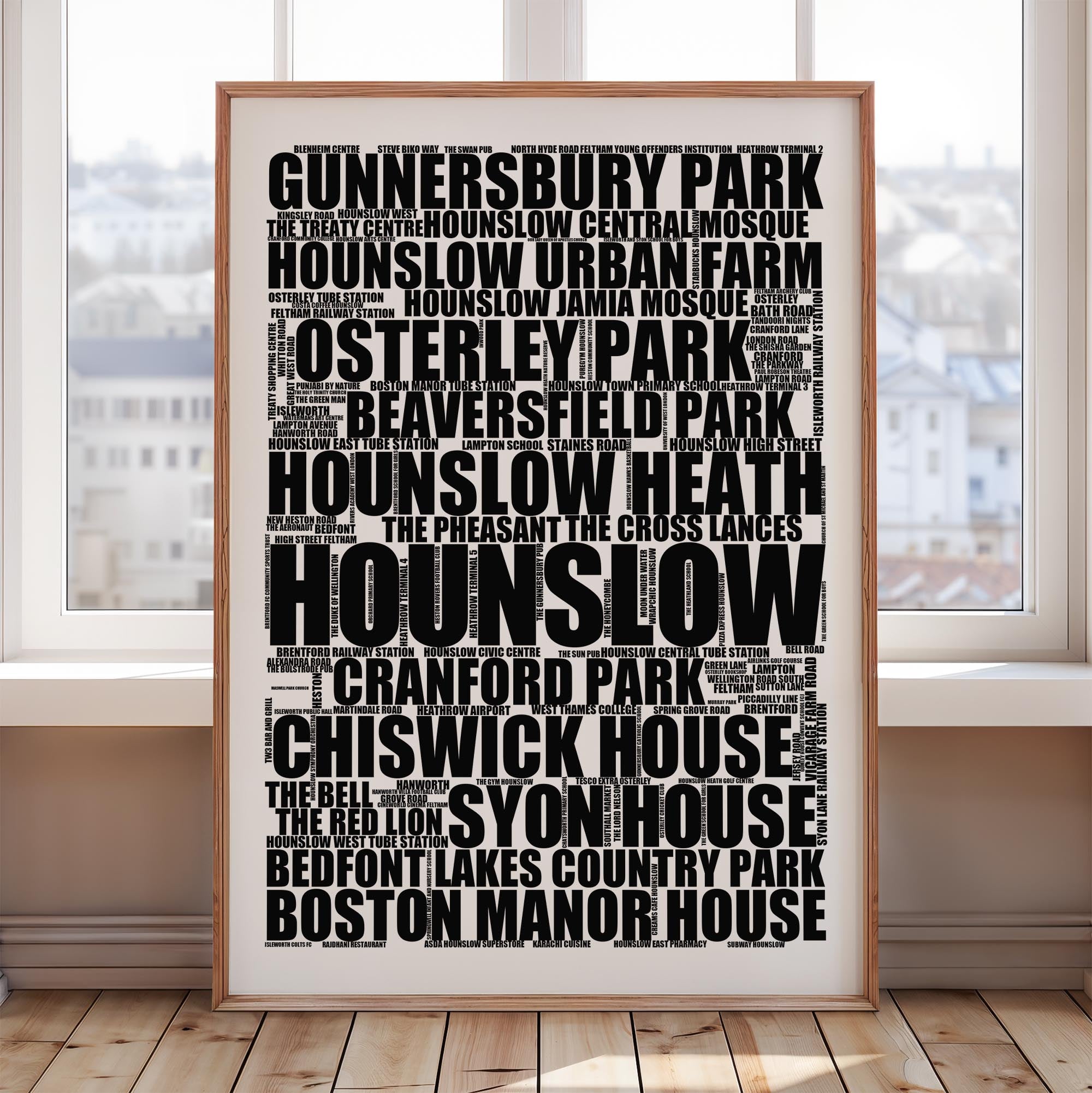 Hounslow - Premium Typographic Word Cloud Prints, Posters & Gifts