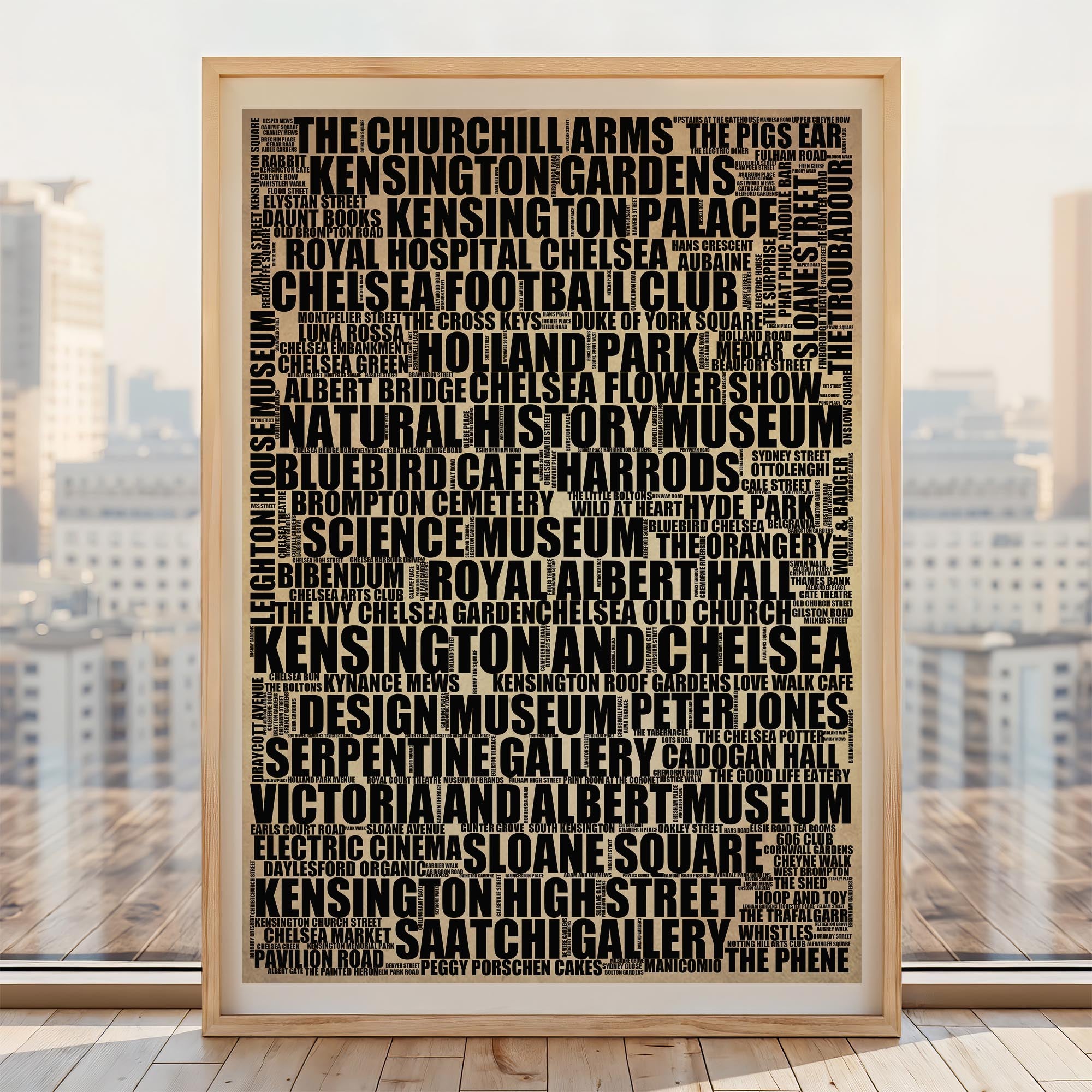 Kensington and Chelsea - Premium Typographic Word Cloud Prints, Posters & Gifts