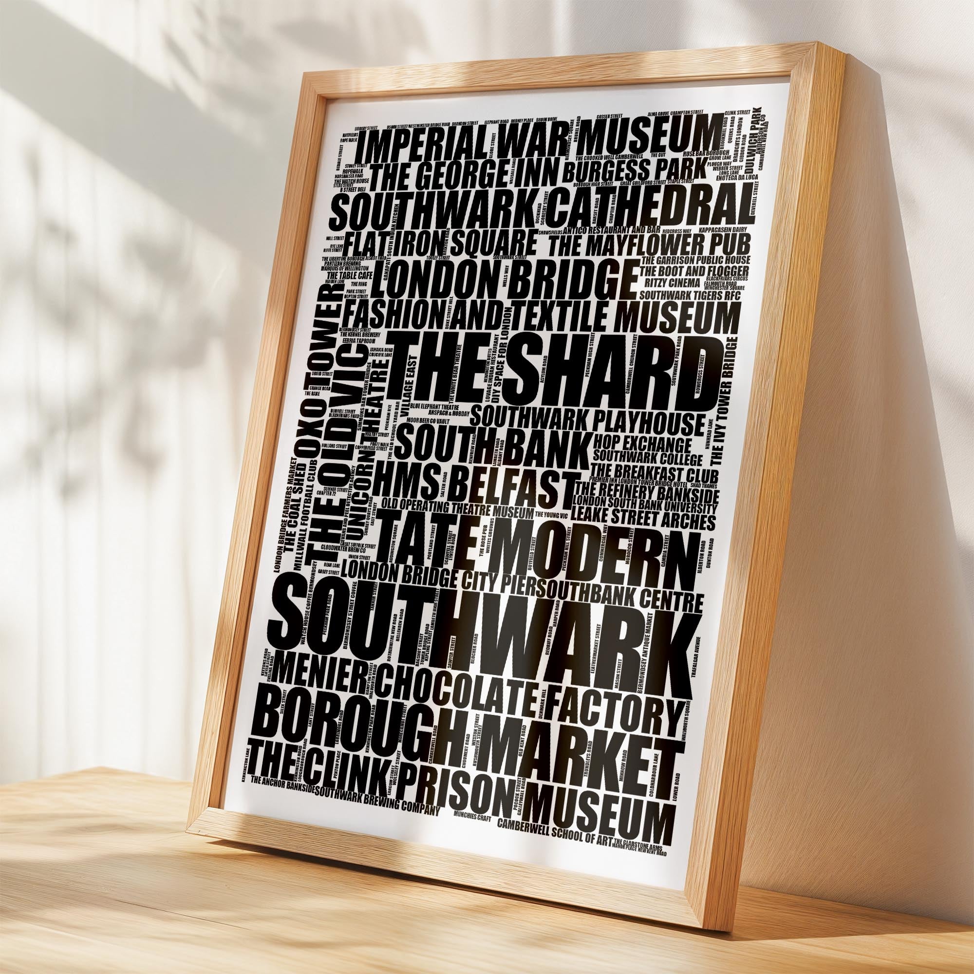 Southwark - Premium Typographic Word Cloud Prints, Posters & Gifts