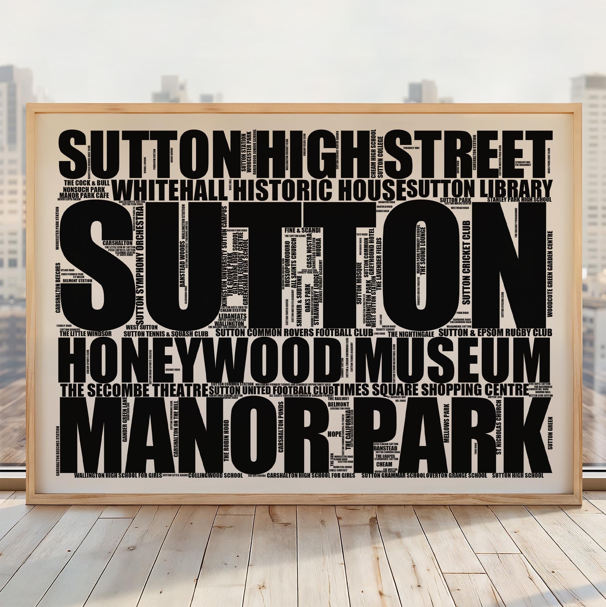 Sutton - Premium Typographic Word Cloud Prints, Posters & Gifts