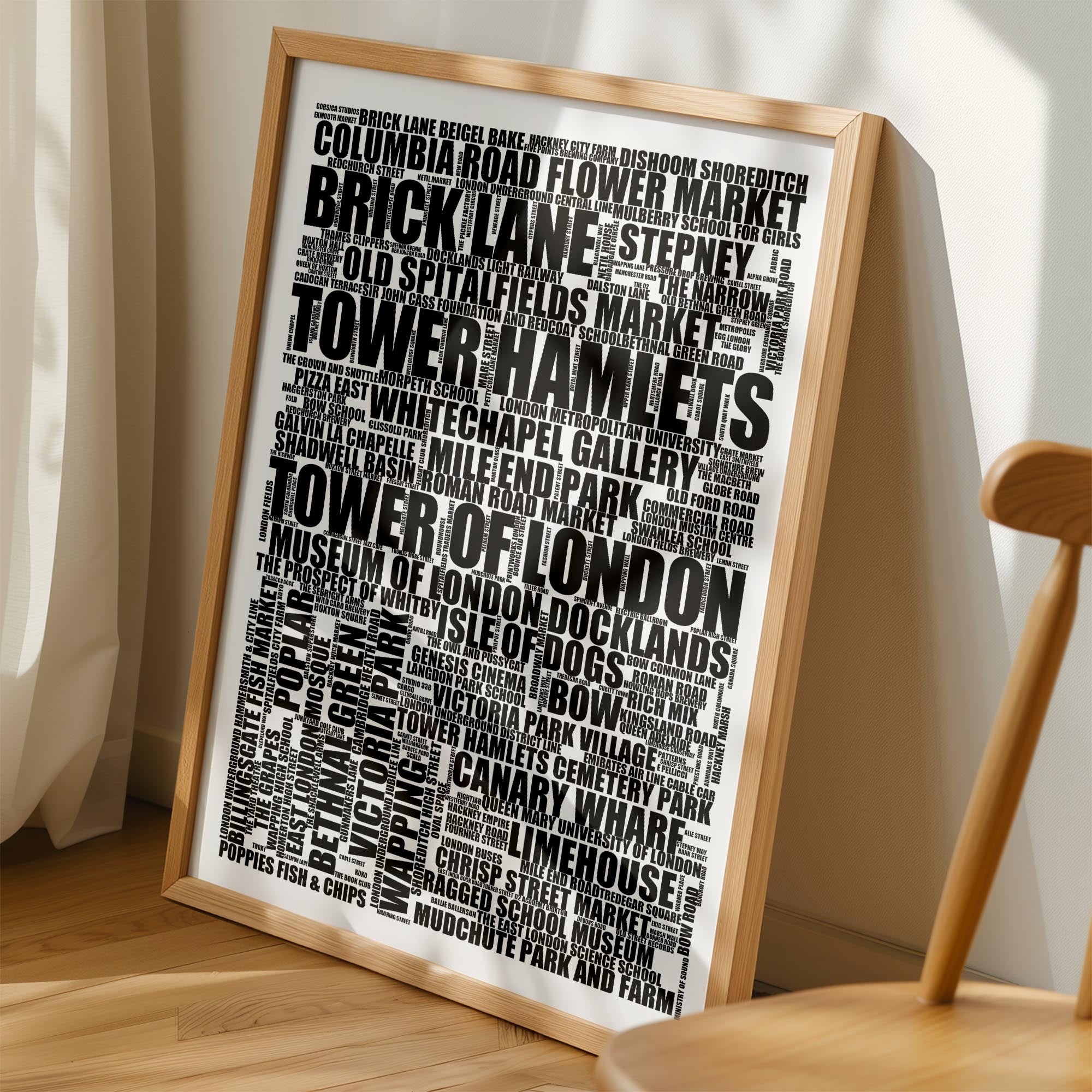 Tower Hamlets - Premium Typographic Word Cloud Prints, Posters & Gifts