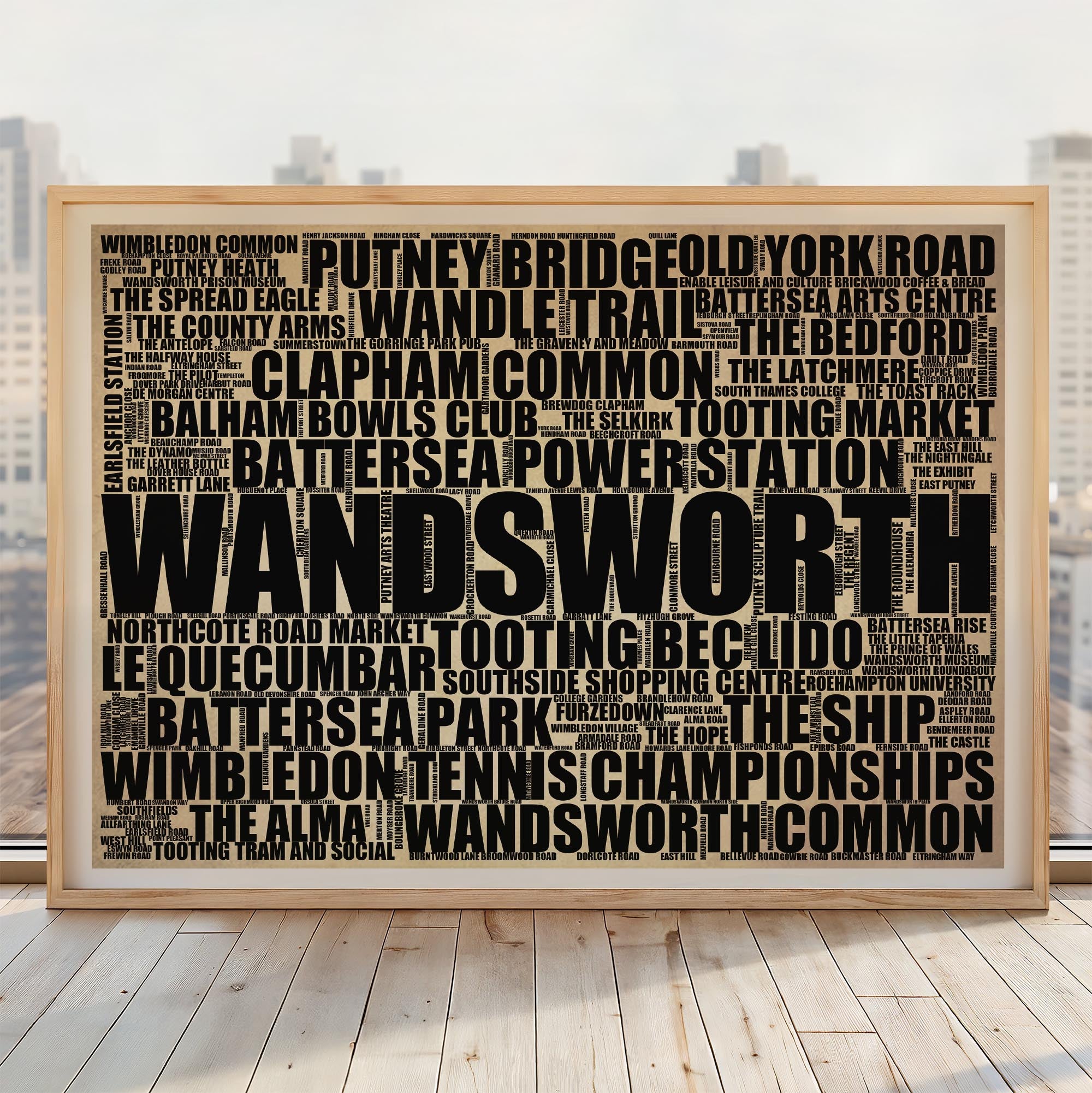 Wandsworth - Premium Typographic Word Cloud Prints, Posters & Gifts