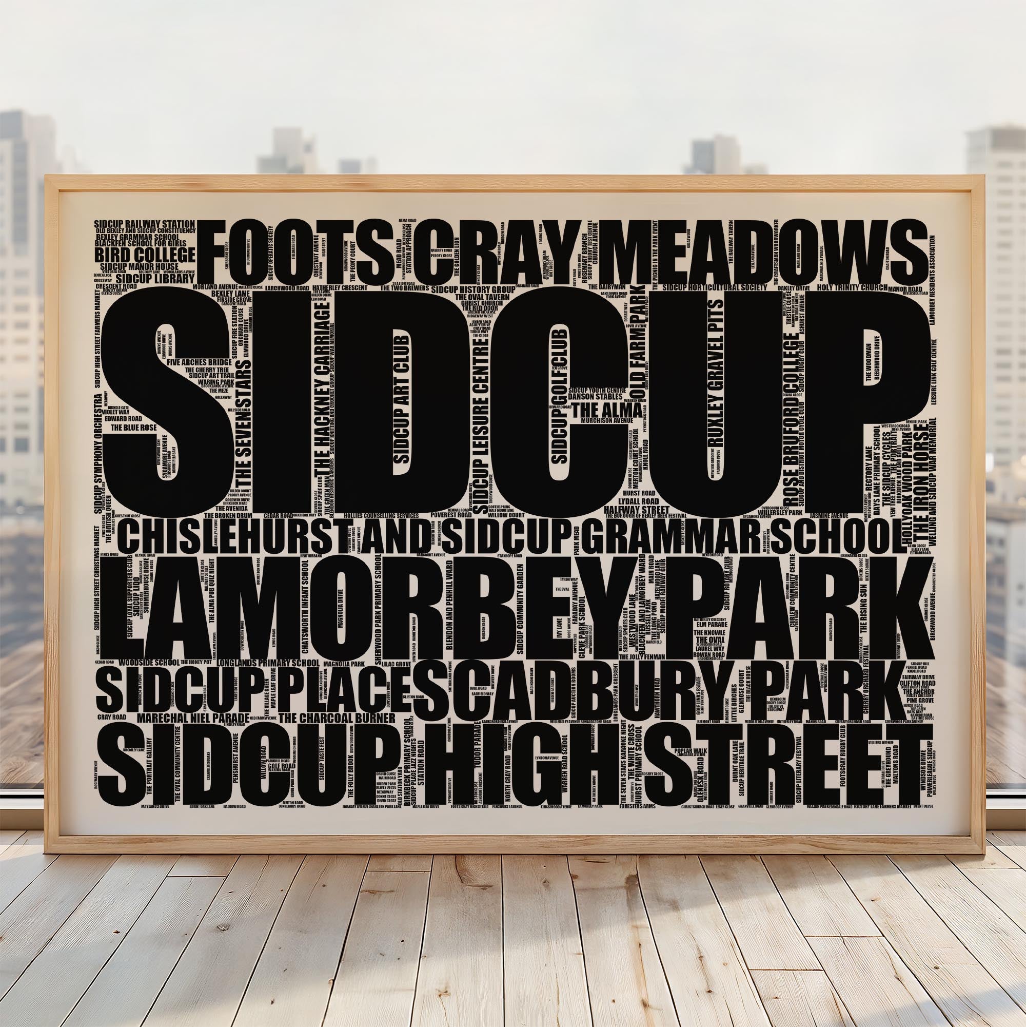 Sidcup - Premium Typographic Word Cloud Prints, Posters & Gifts