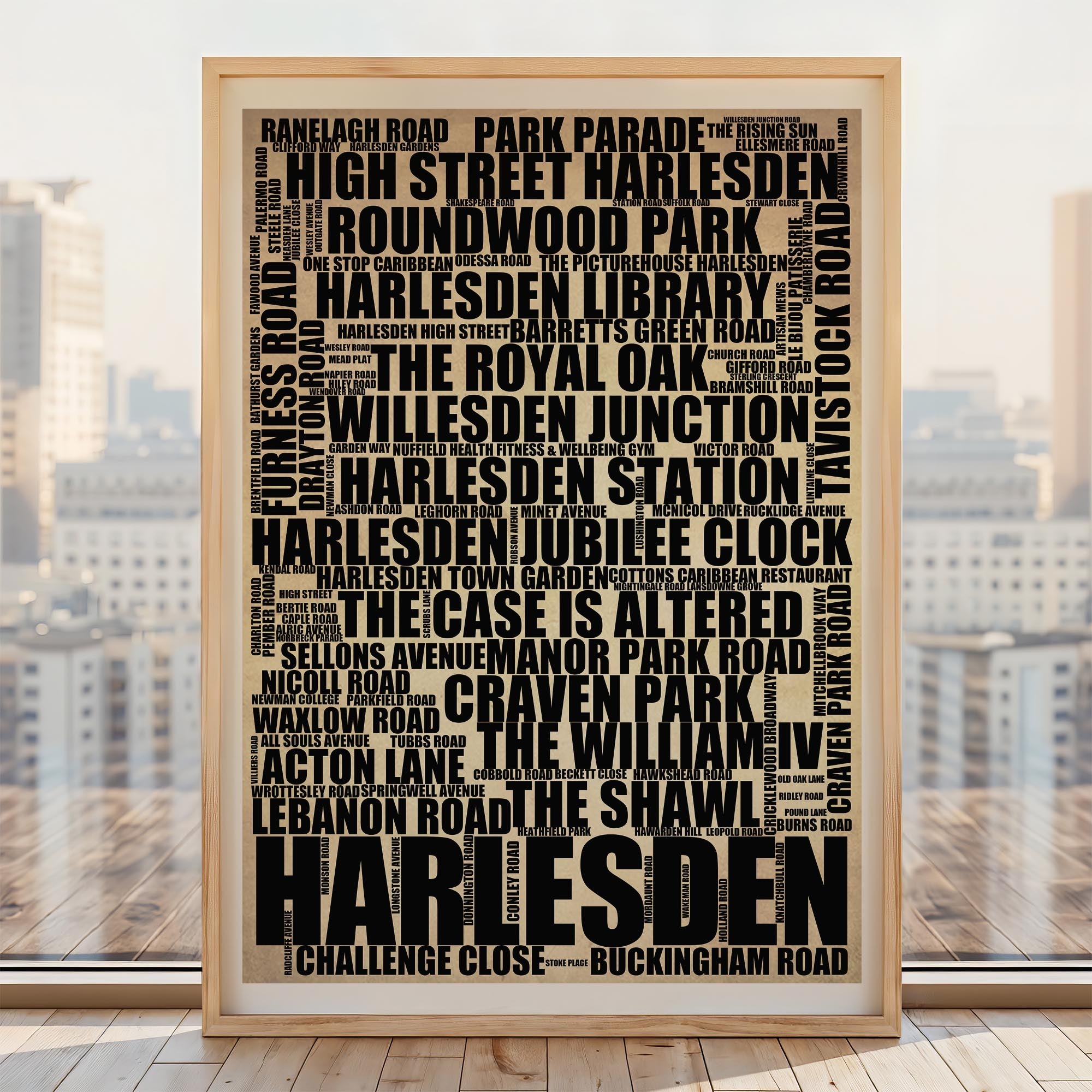 Harlesden - Premium Typographic Word Cloud Prints, Posters & Gifts