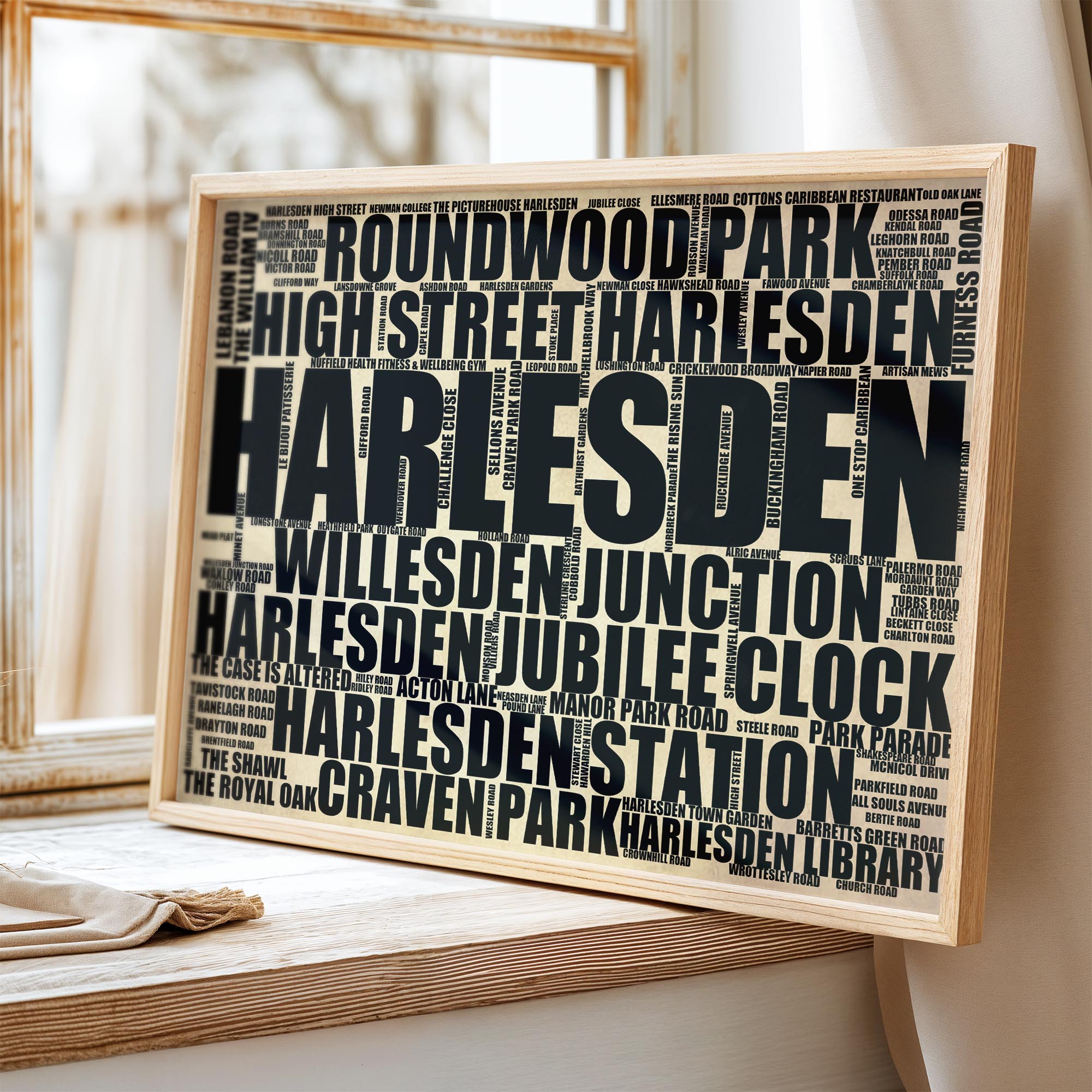 Harlesden - Premium Typographic Word Cloud Prints, Posters & Gifts