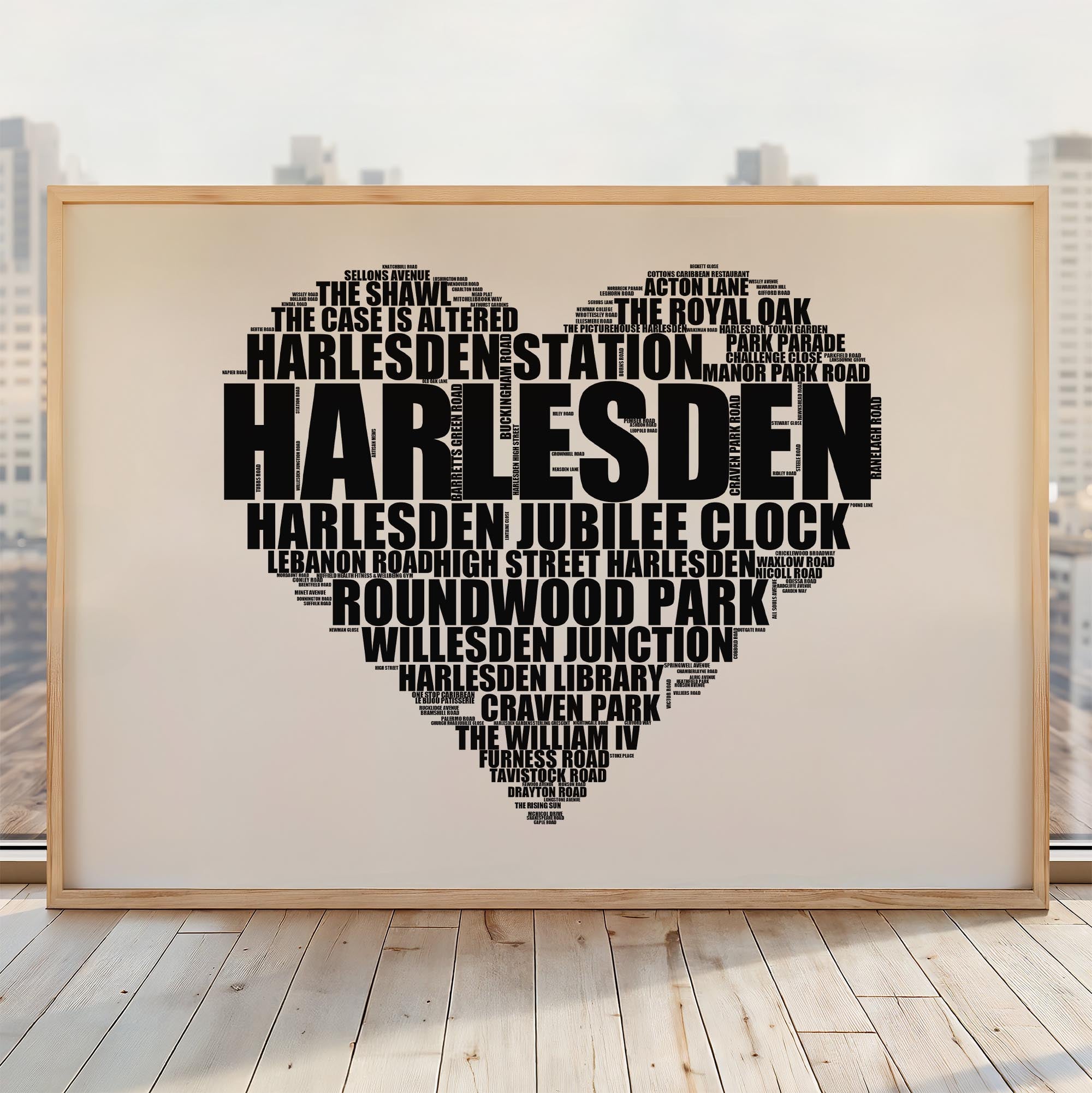 Harlesden - Premium Typographic Word Cloud Prints, Posters & Gifts