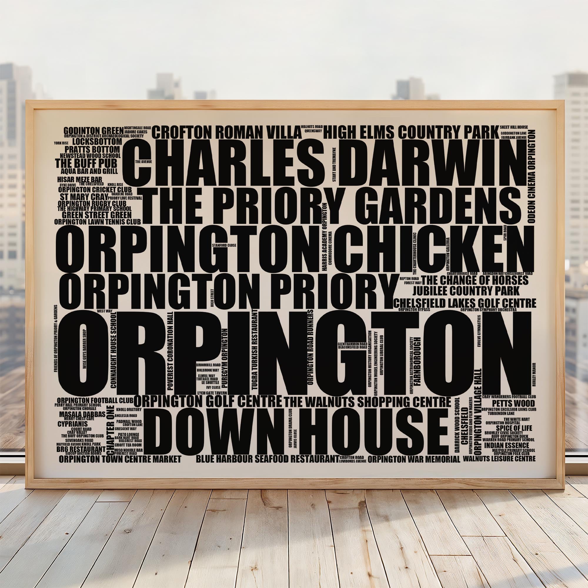 Orpington - Premium Typographic Word Cloud Prints, Posters & Gifts